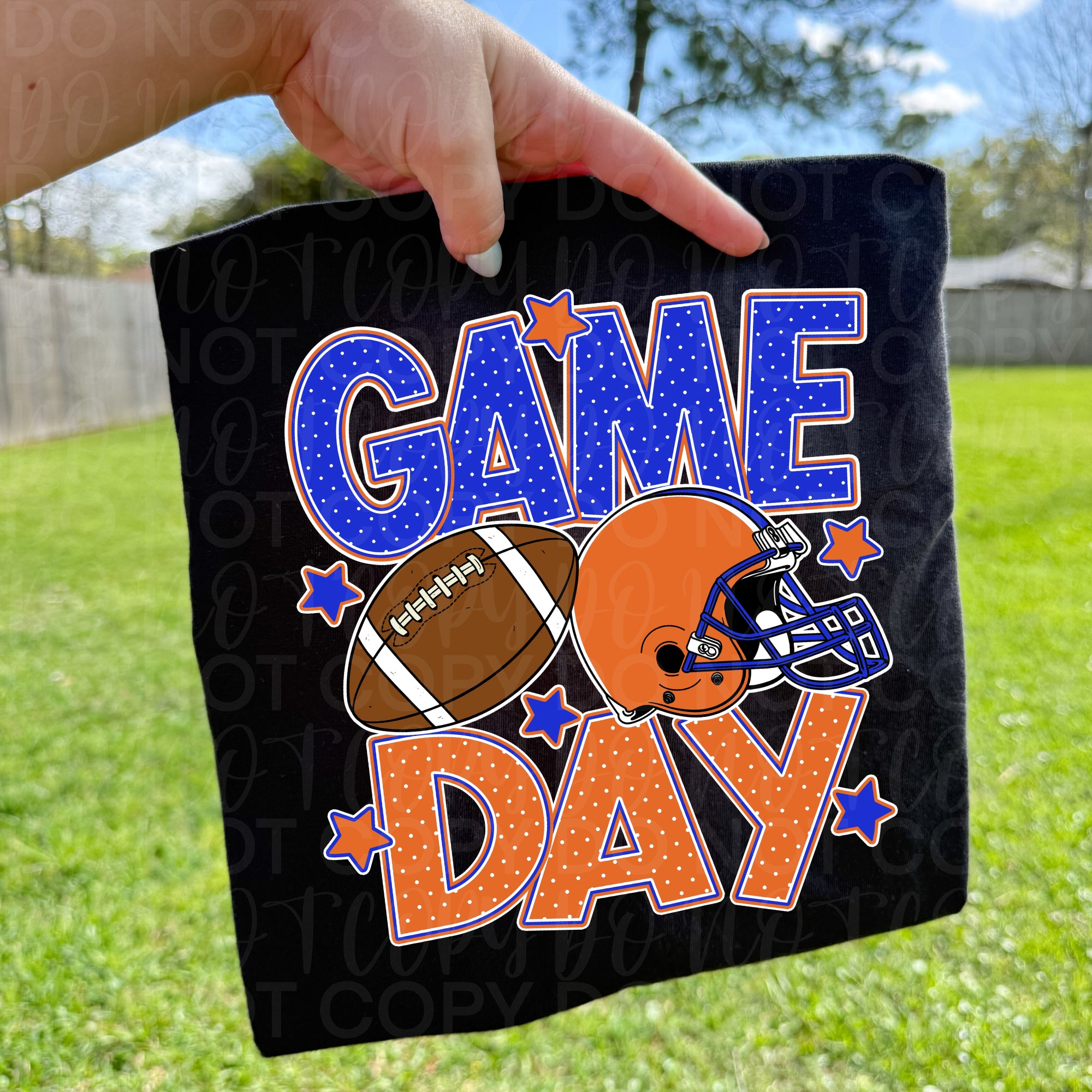 Blue Orange Game Day Football PNG