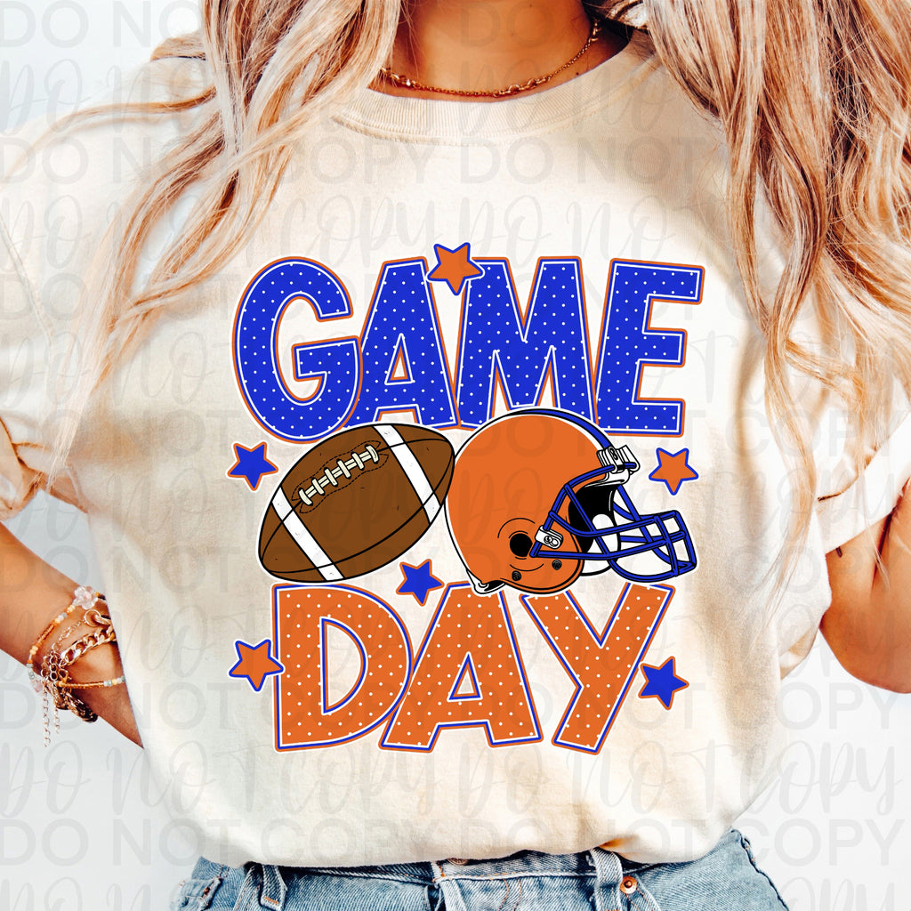 Blue Orange Game Day Football PNG