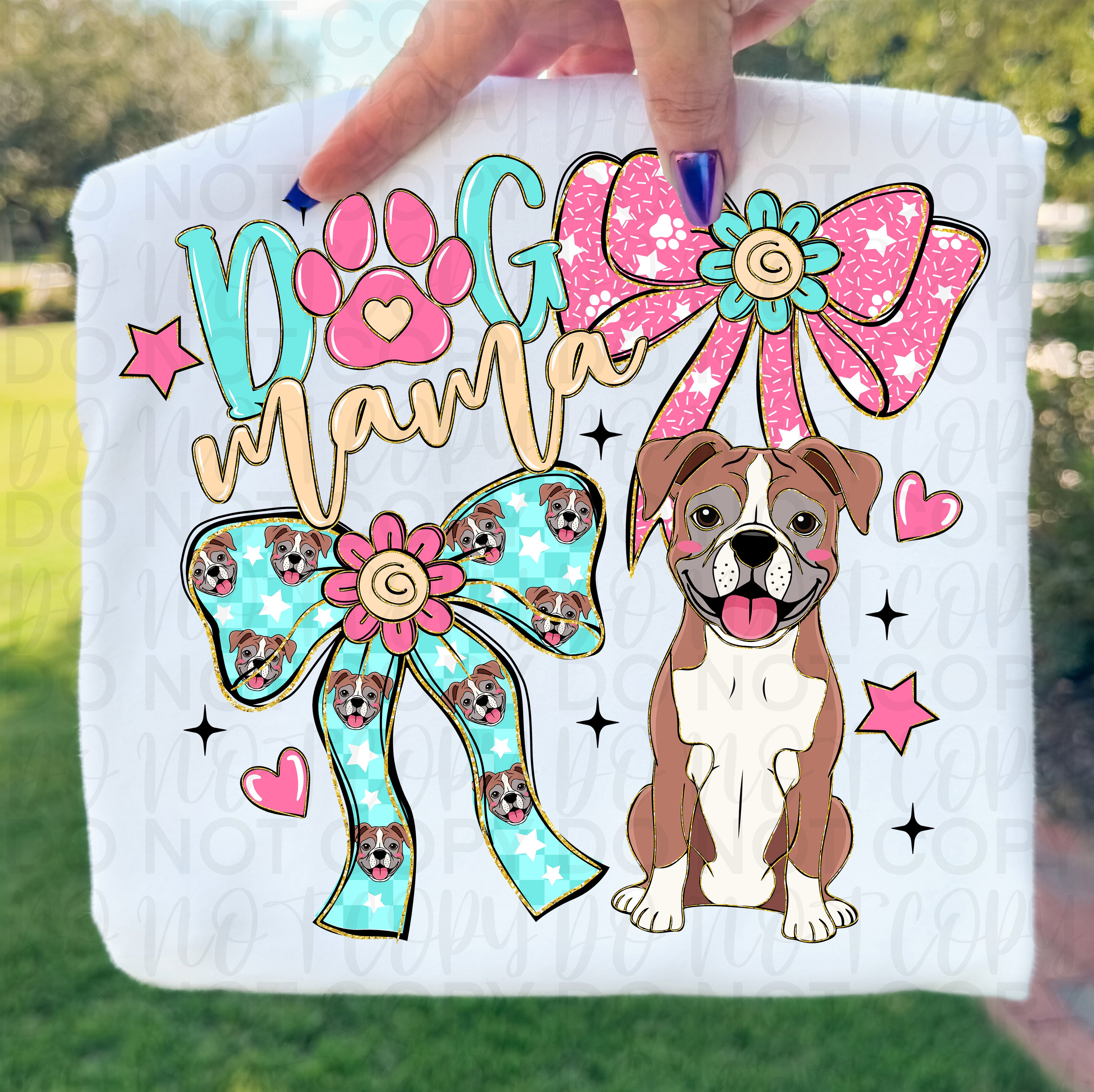 Dog Mama Boxer Coquette PNG