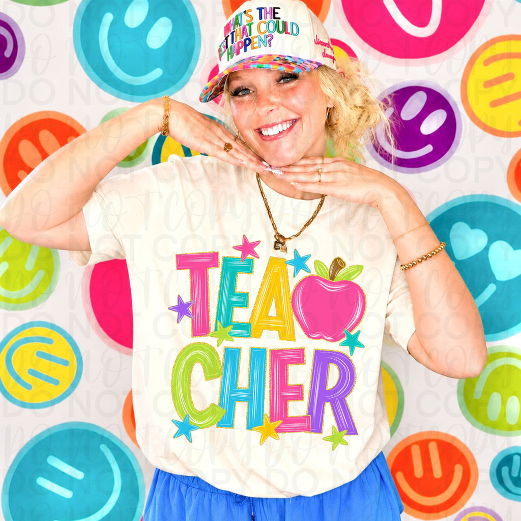 Colorful Teacher Apple PNG