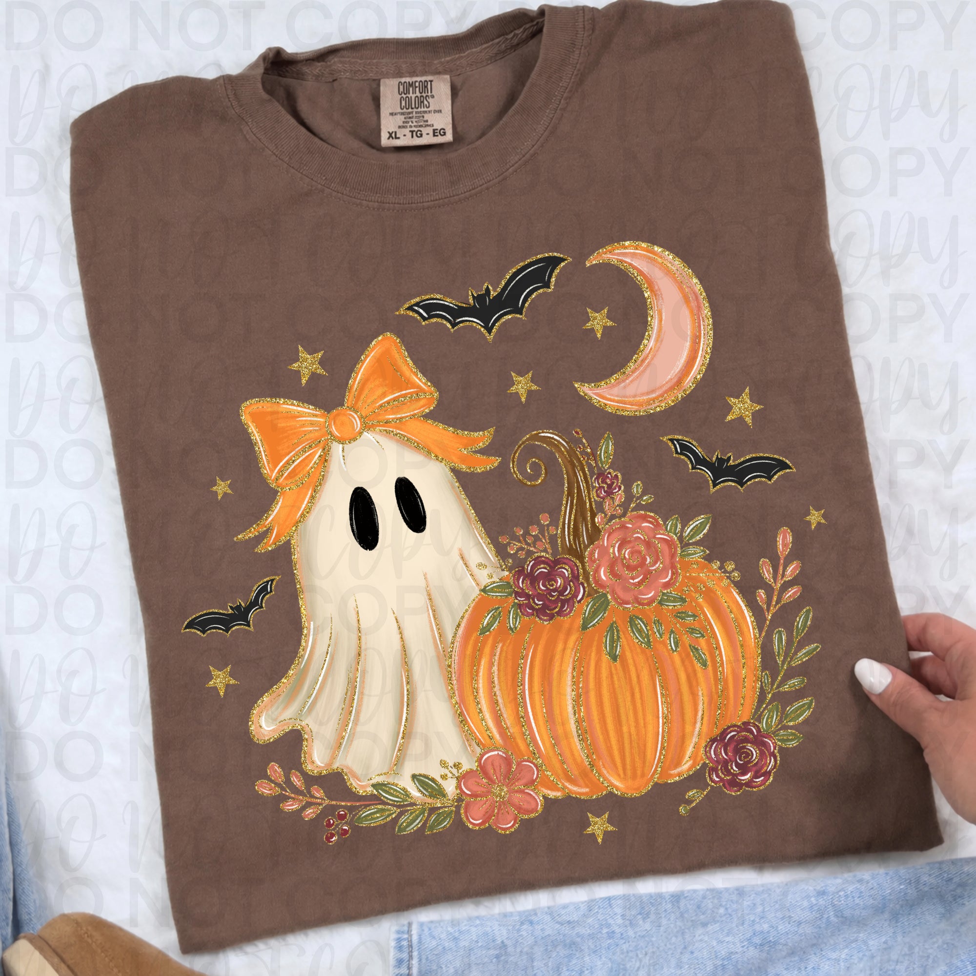 Floral Ghost Halloween Pumpkin PNG