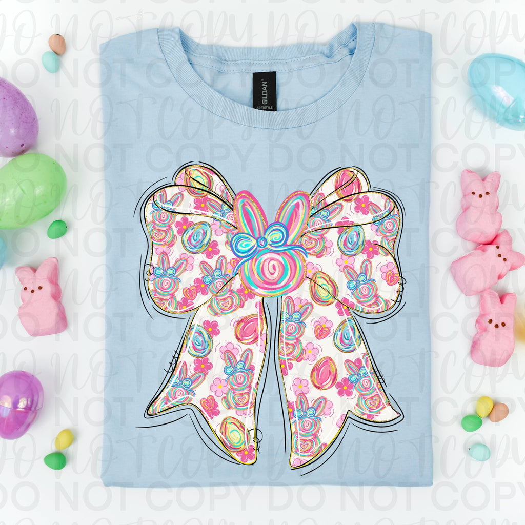 Floral Coquette Easter Bunny Bow PNG