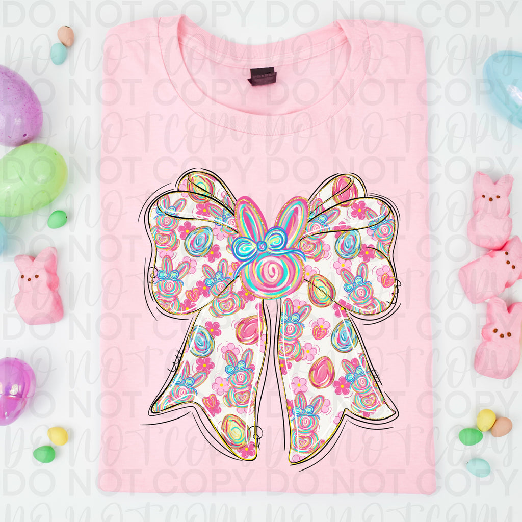 Floral Coquette Easter Bunny Bow PNG