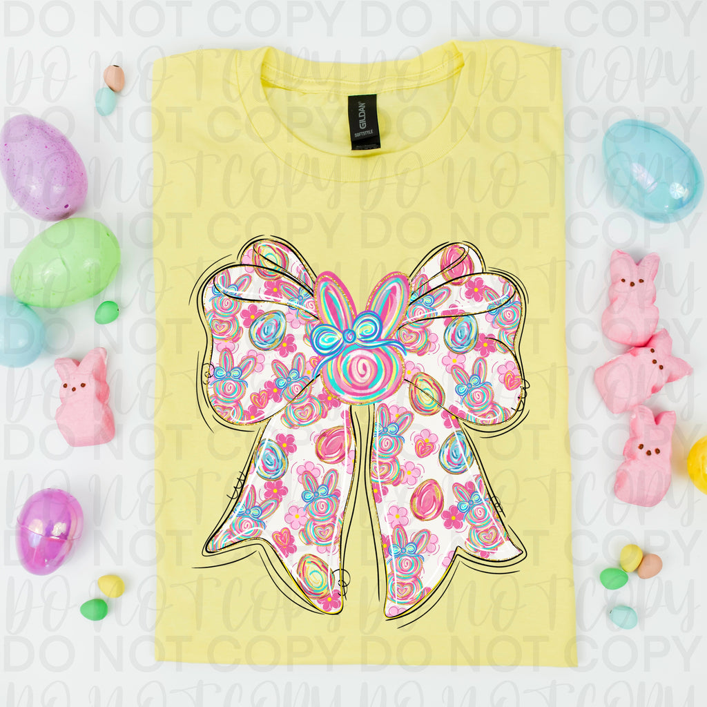 Floral Coquette Easter Bunny Bow PNG