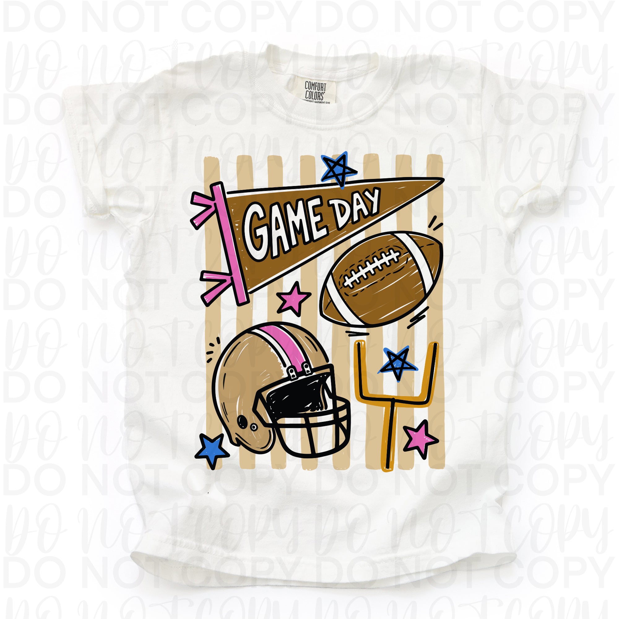 Striped Game Day Football Doodles PNG