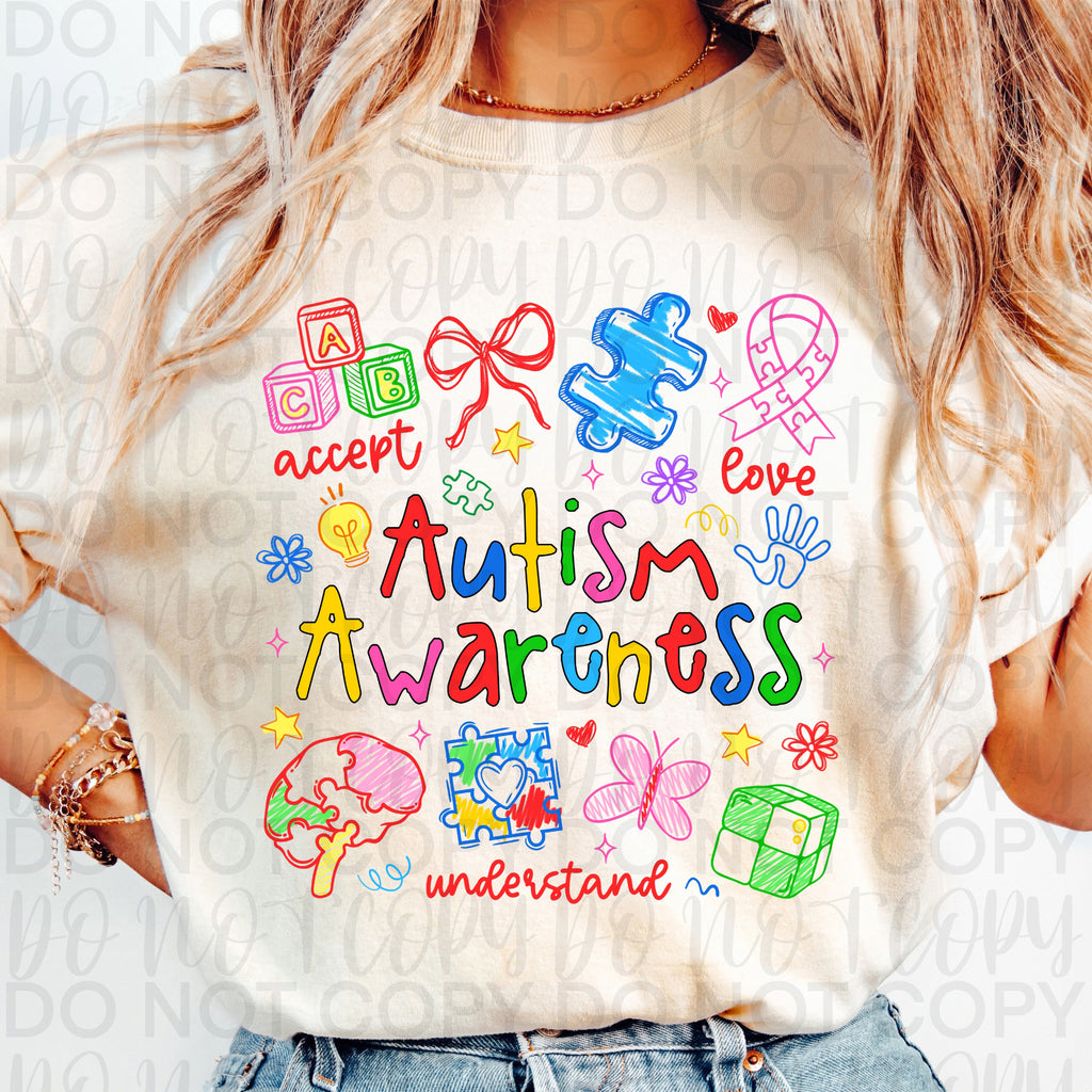 Autism Awareness Doodles PNG