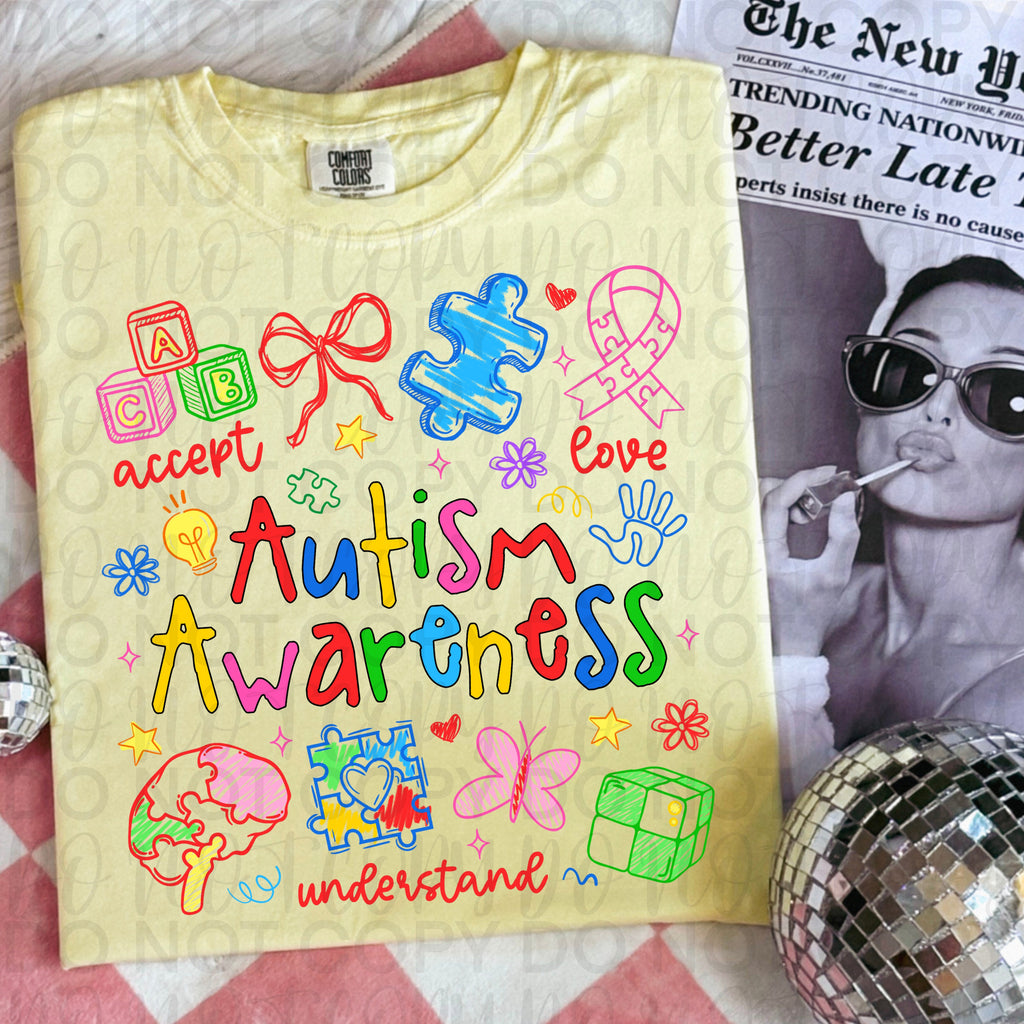 Autism Awareness Doodles PNG