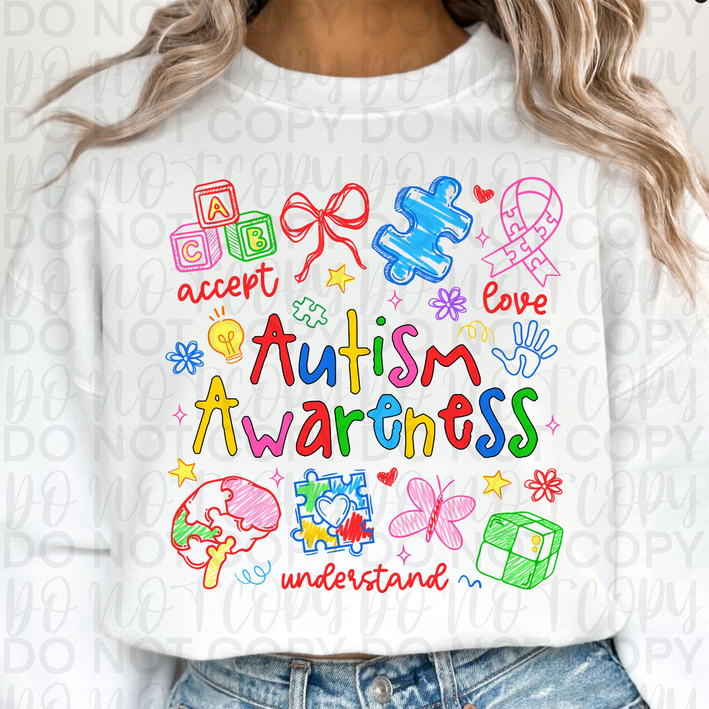 Autism Awareness Doodles PNG