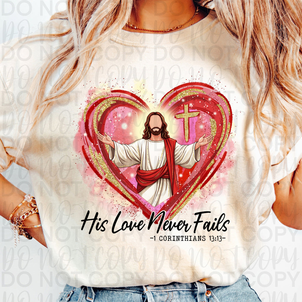 His Love Never Fails Christian Valentine PNG