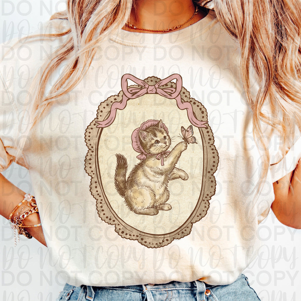 Vintage Farmhouse Cat Frame PNG