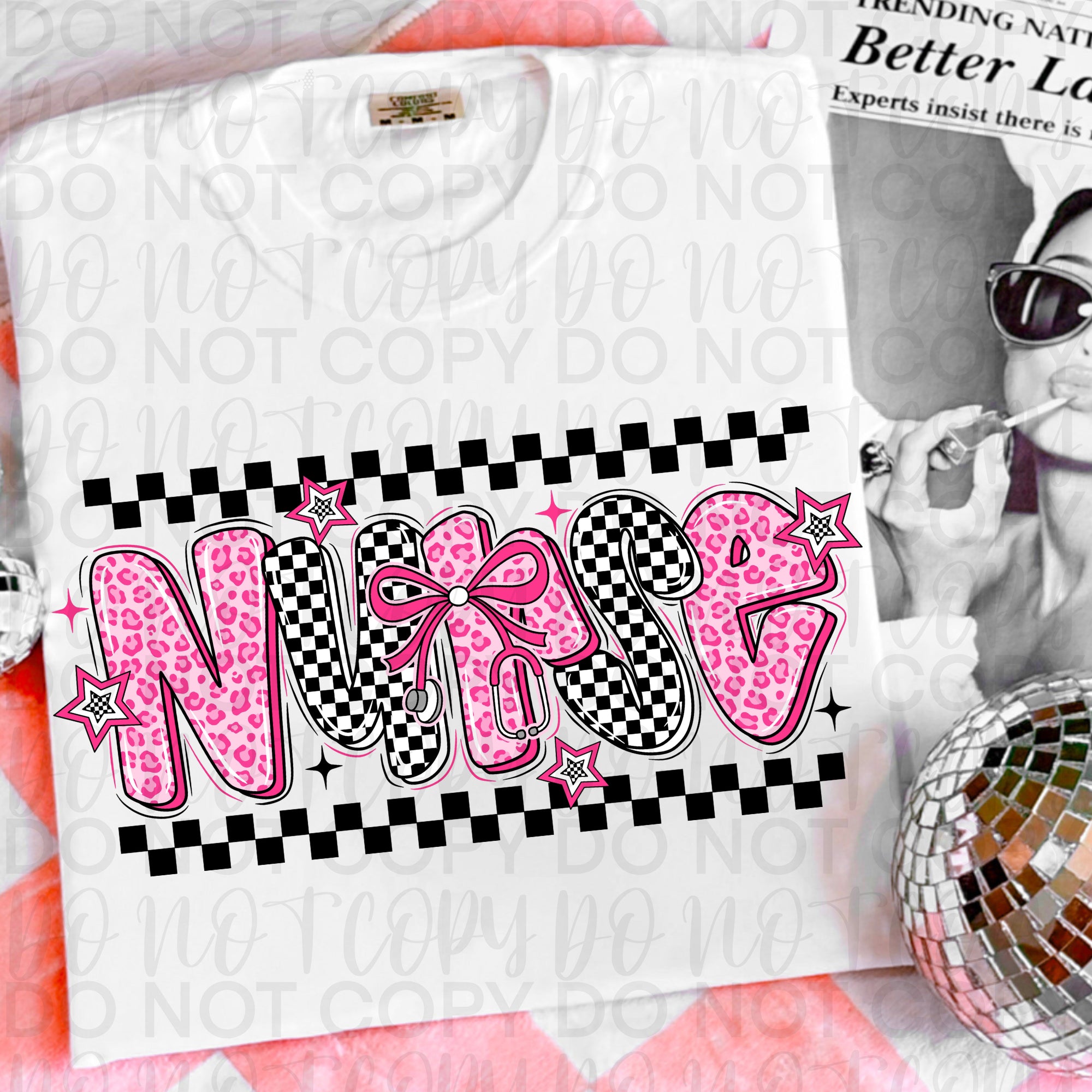 Retro Pink Nurse PNG