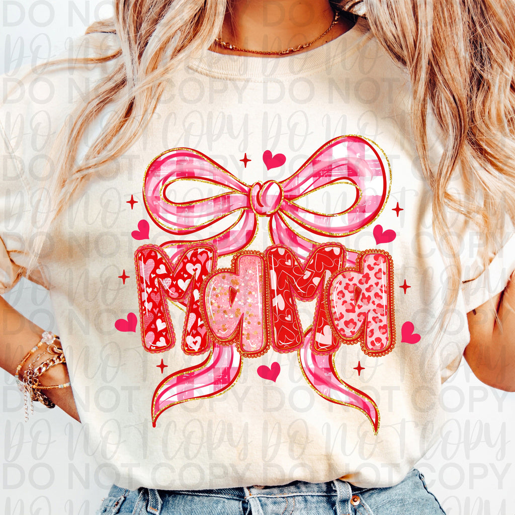 Coquette Valentine Mama Bow PNG