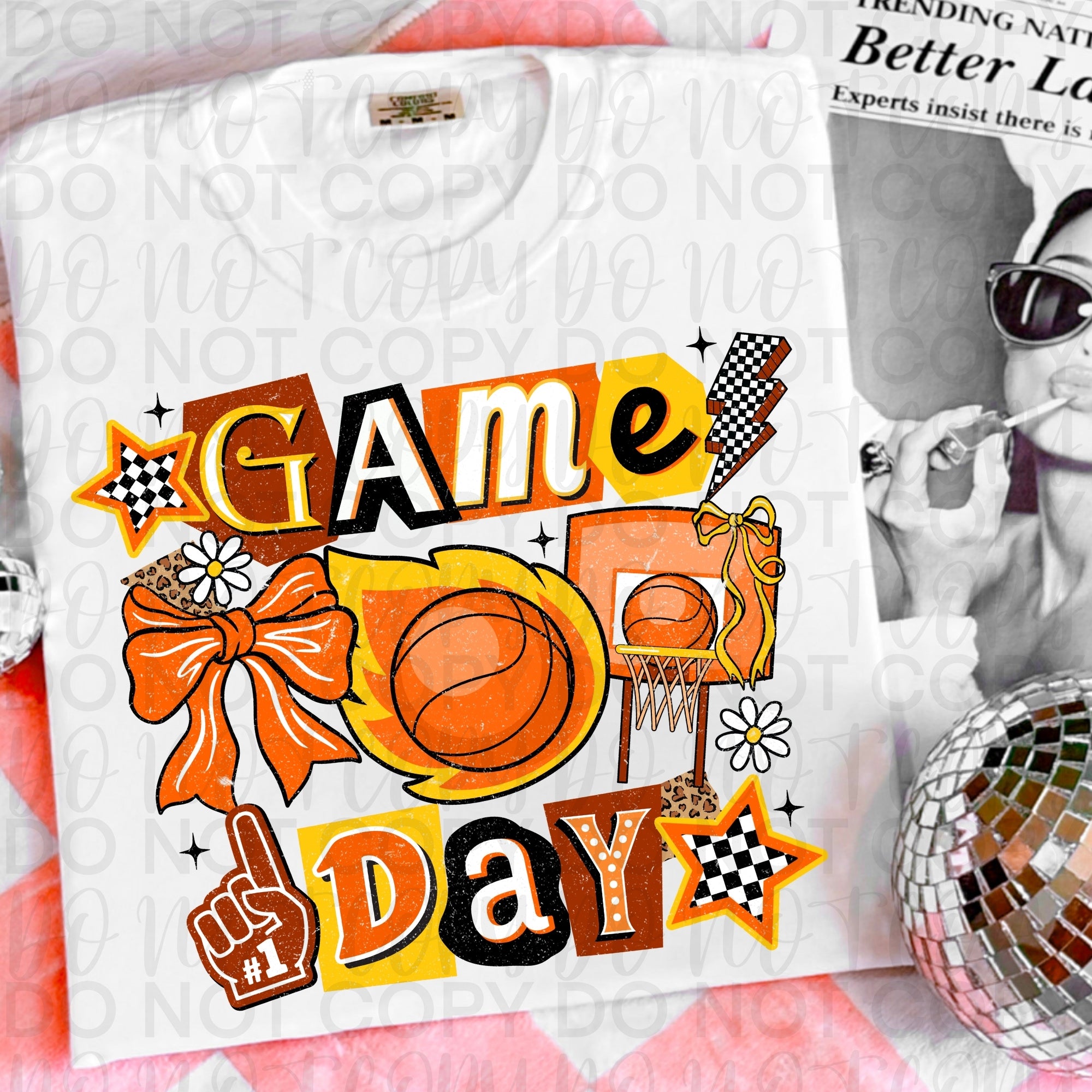 Retro Basketball Game Day PNG