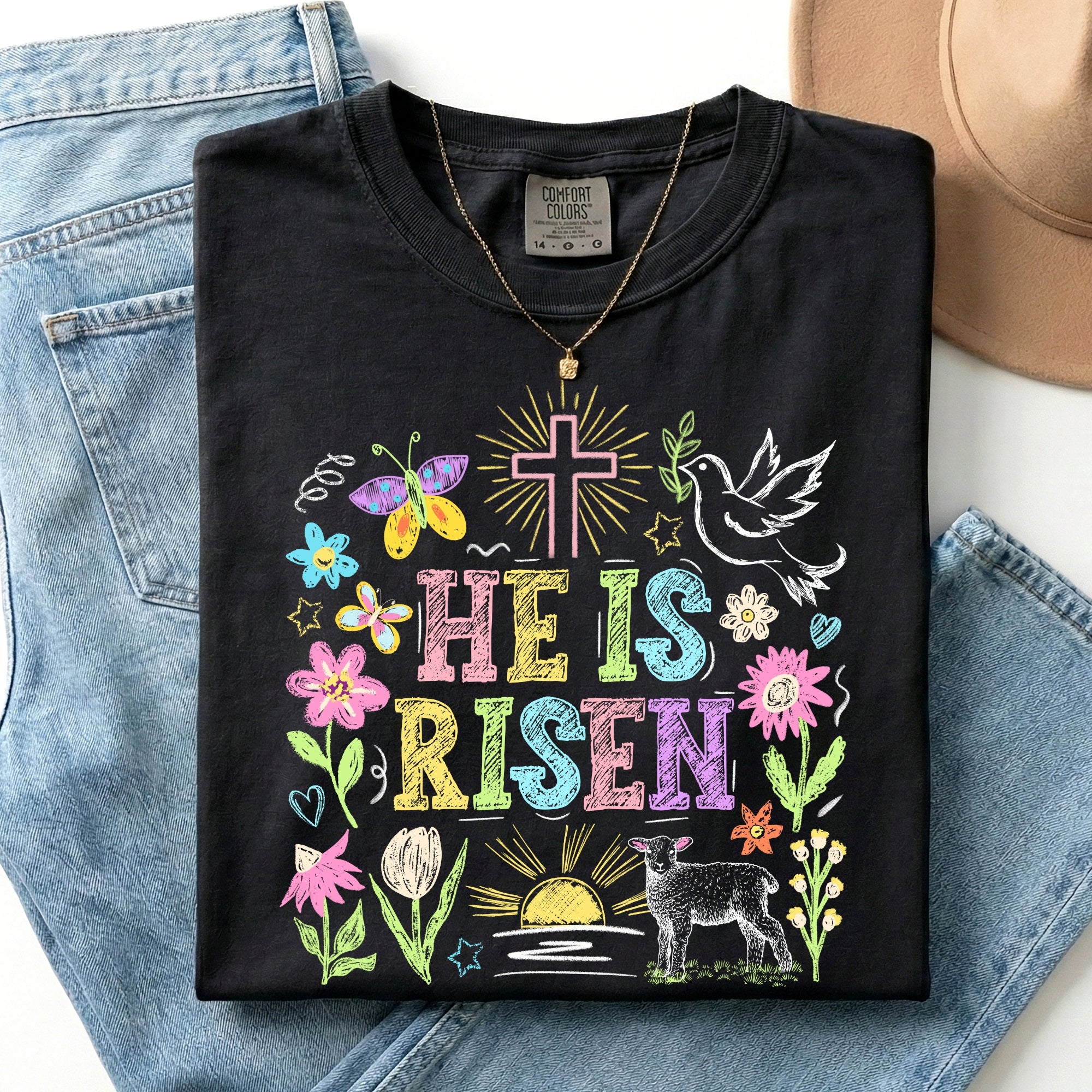 He is Risen Easter Doodles PNG