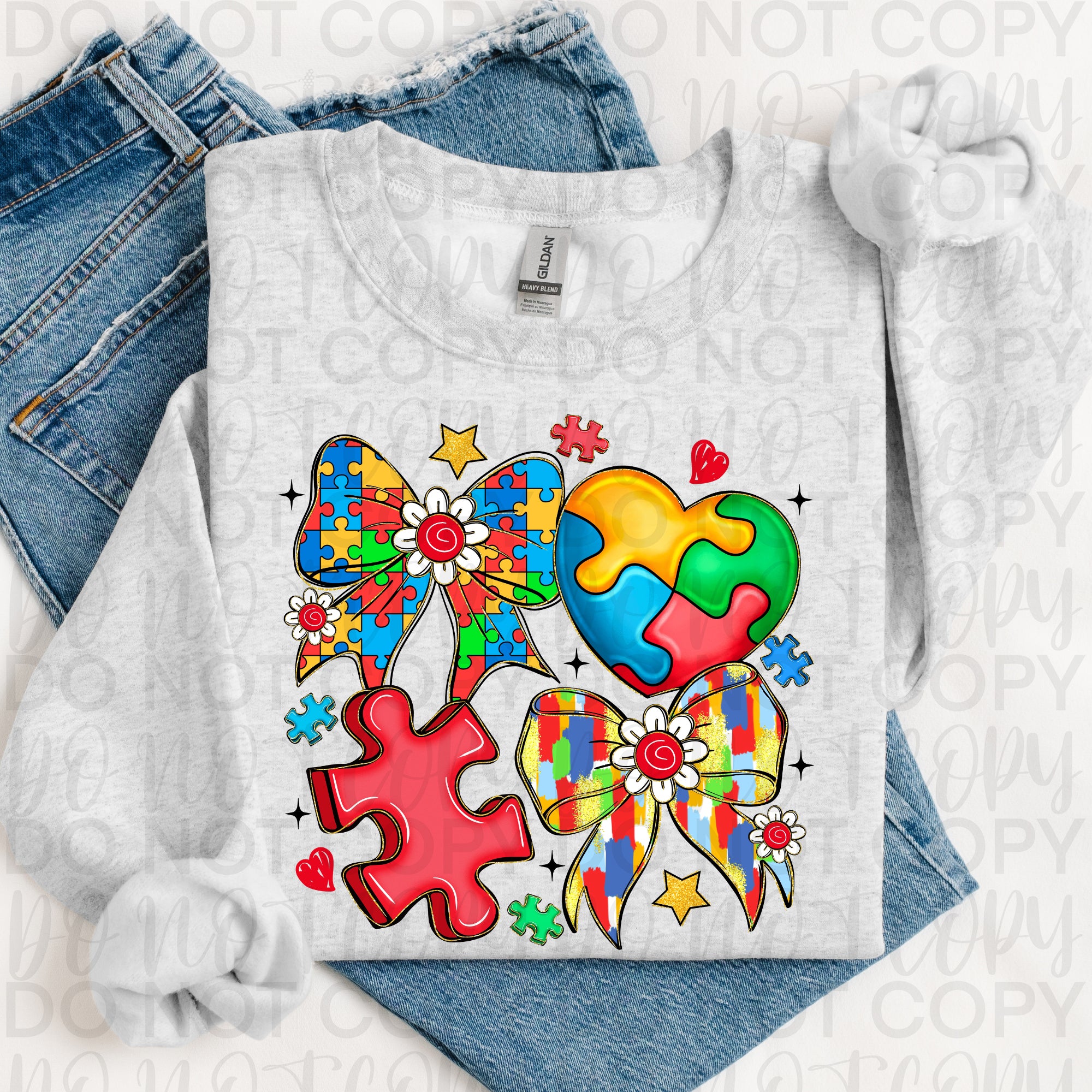 Autism Coquette Bow Collage PNG