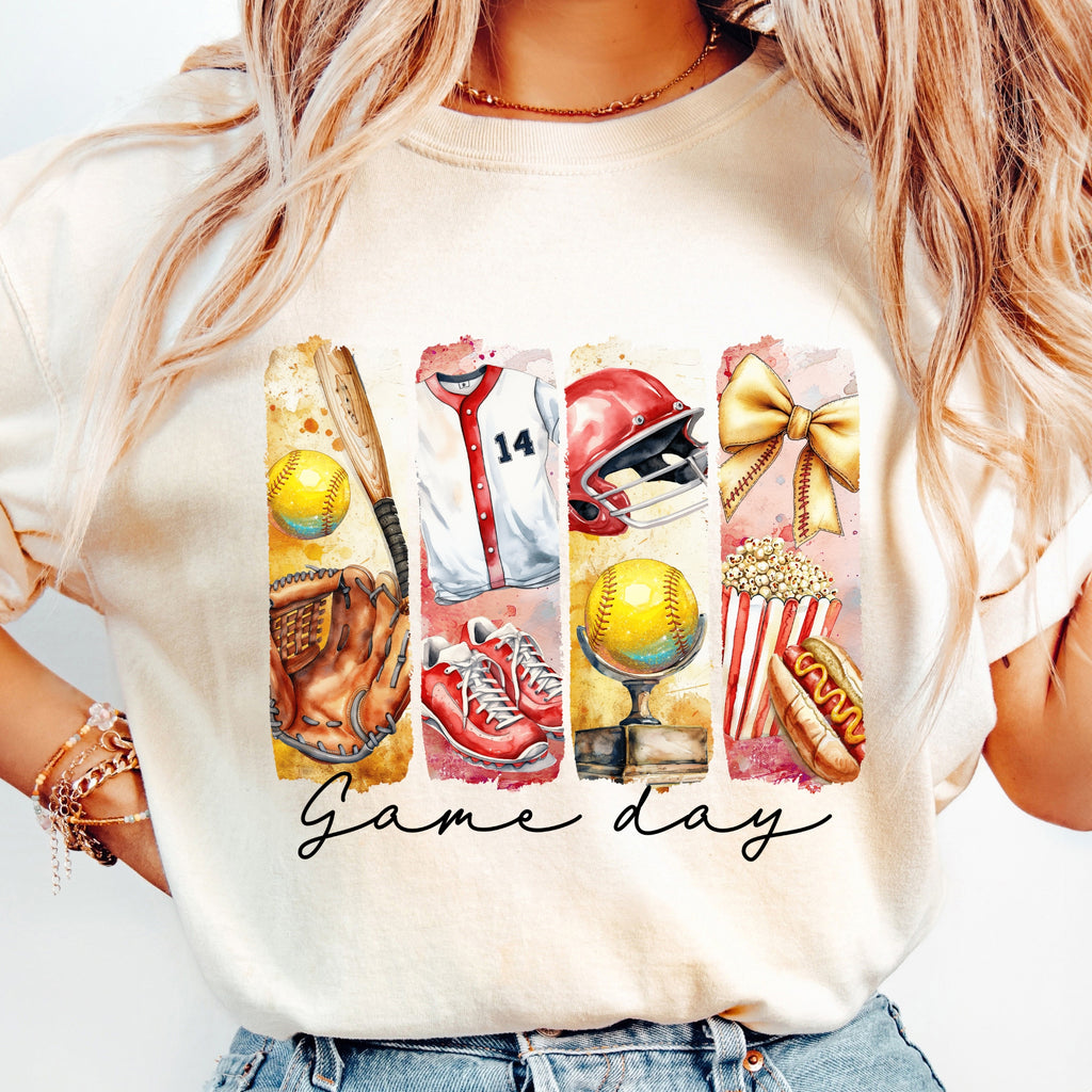 Game Day Softball Brushstrokes PNG