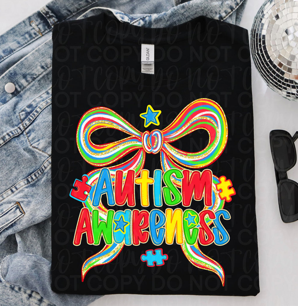 Coquette Autism Awareness Bow PNG