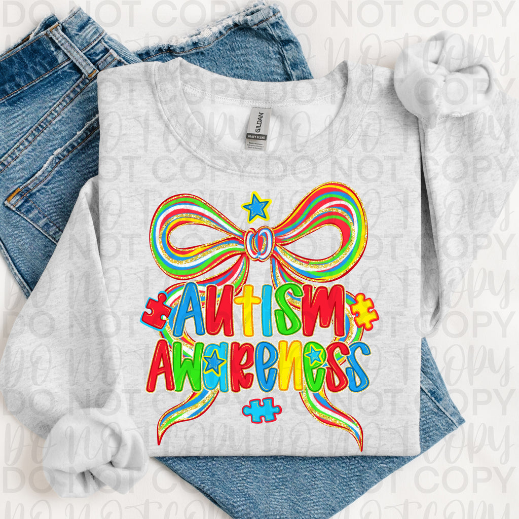 Coquette Autism Awareness Bow PNG