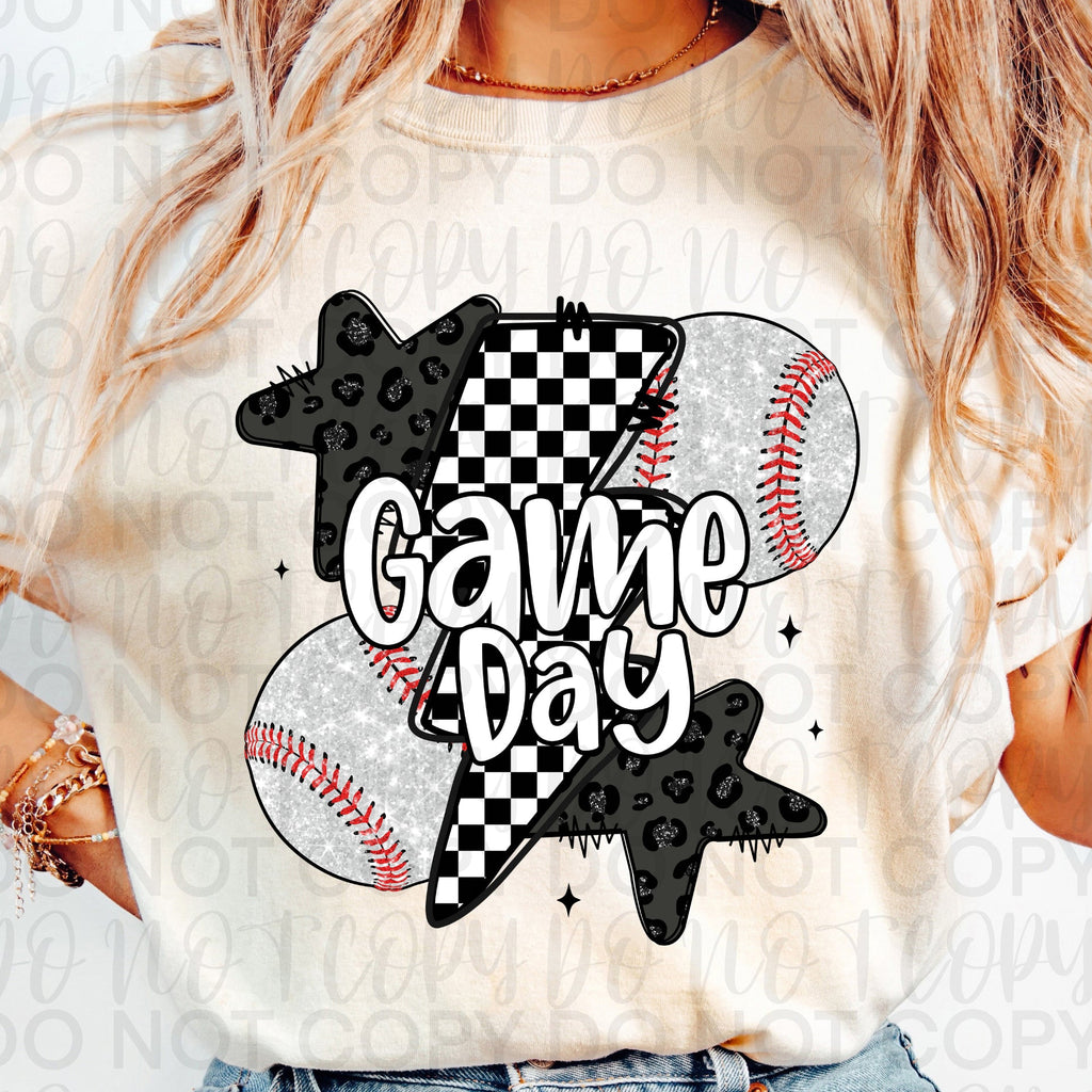 Retro Leopard Baseball Game Day PNG