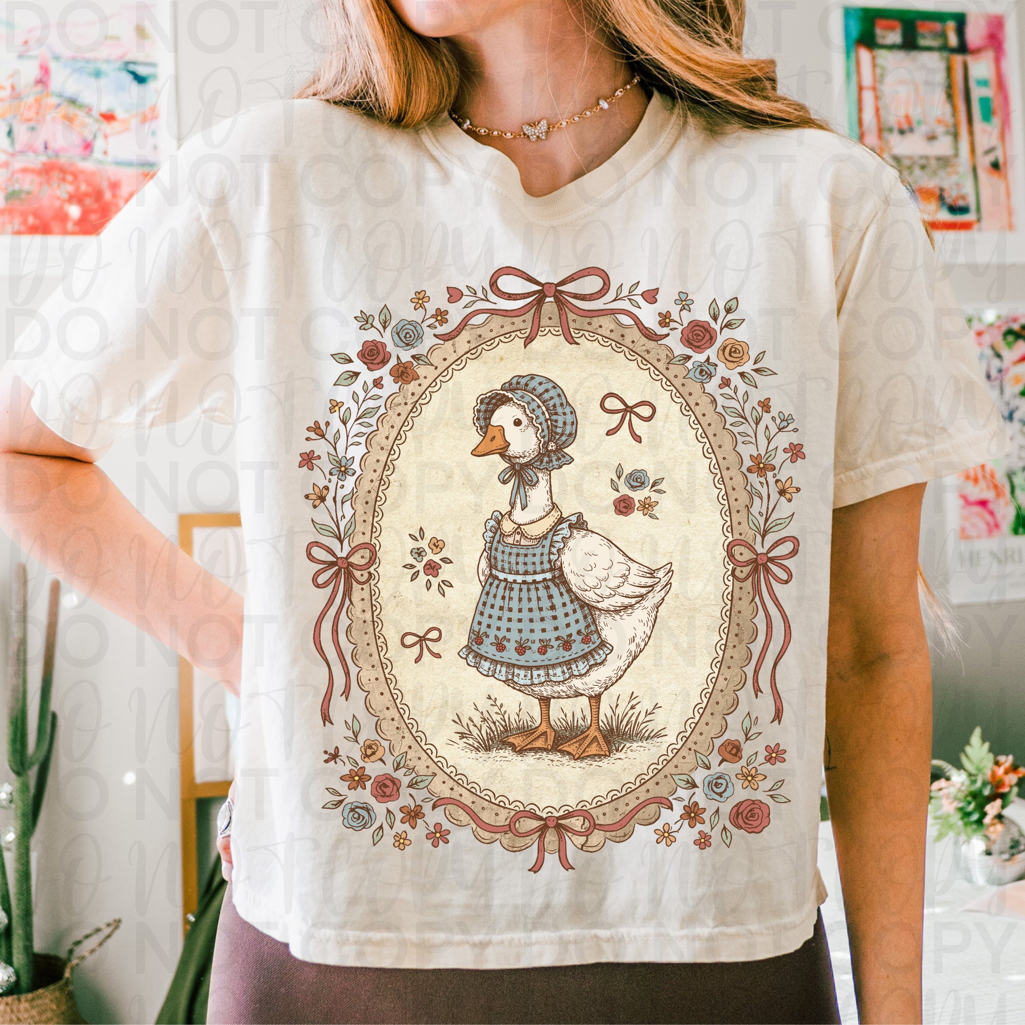 Vintage Floral Goose PNG