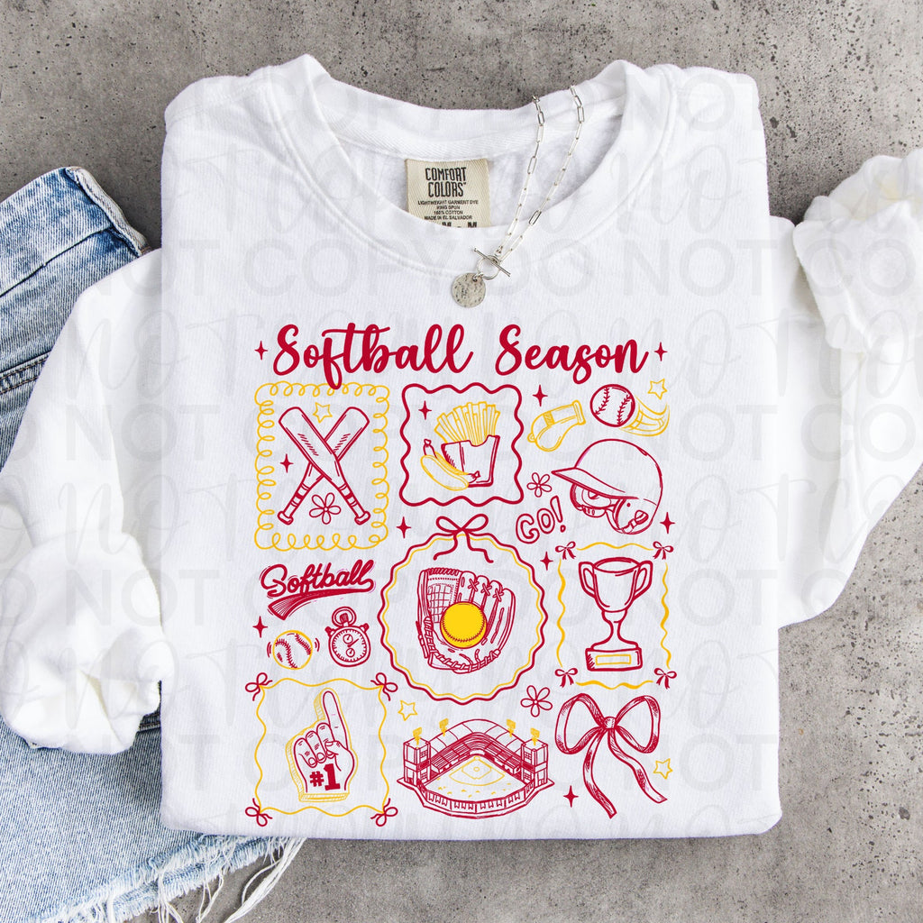 Softball Season Doodles PNG