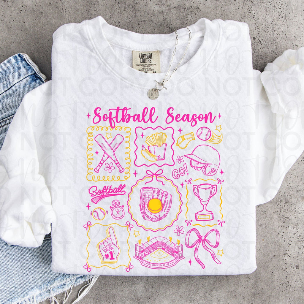 Softball Season Doodles PNG