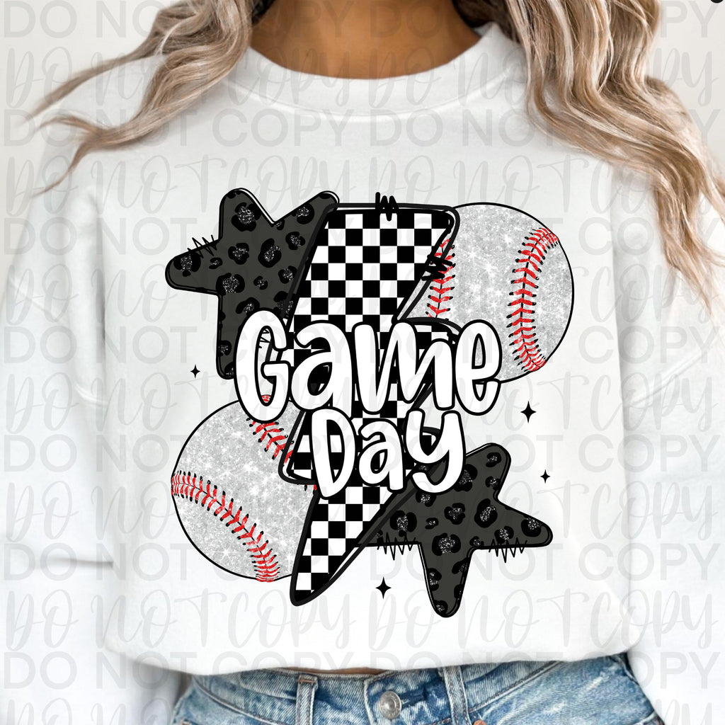 Retro Leopard Baseball Game Day PNG