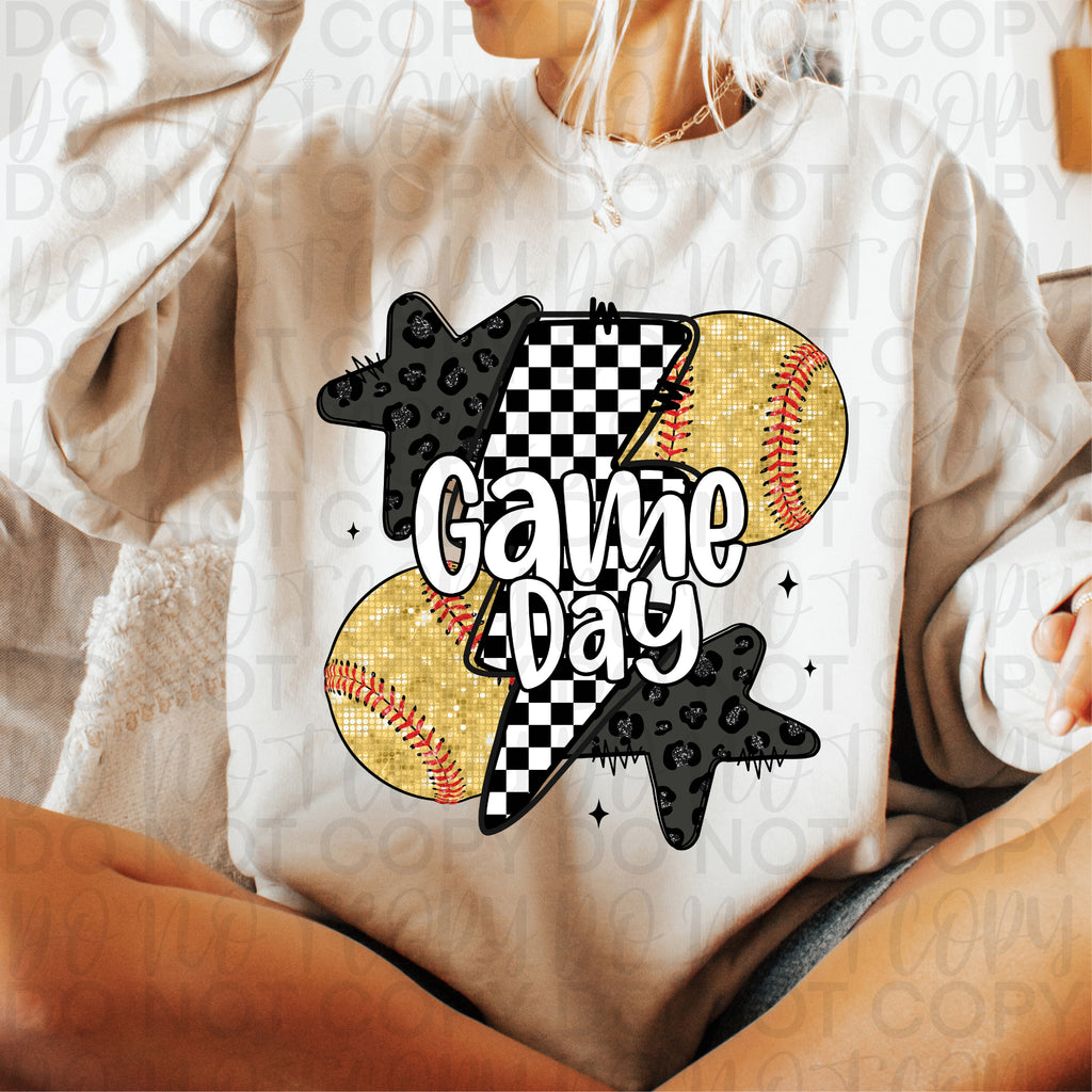 Retro Leopard Softball Game Day PNG