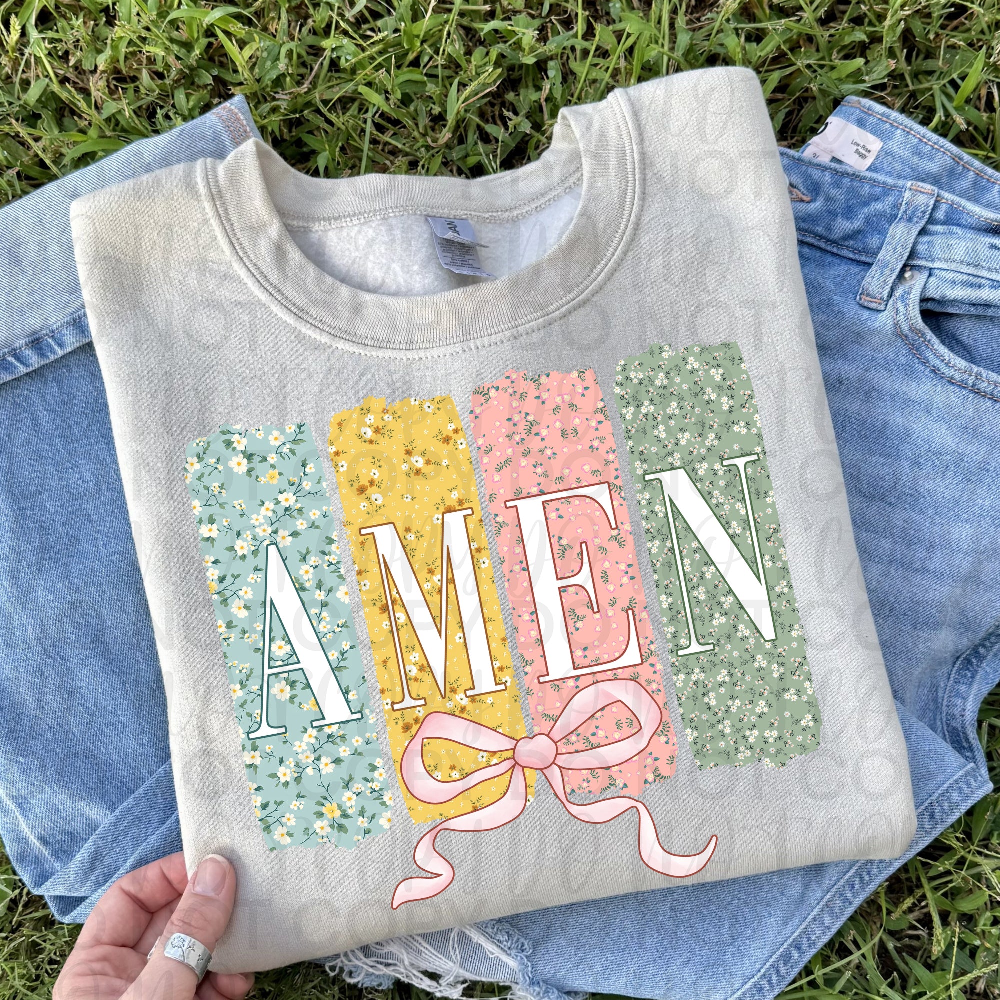 Floral Amen Brushstroke PNG