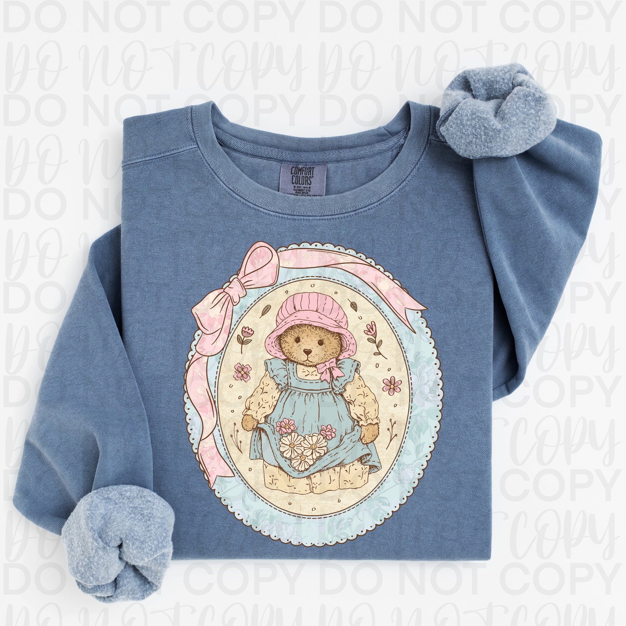 Floral Coquette Vintage Bear PNG