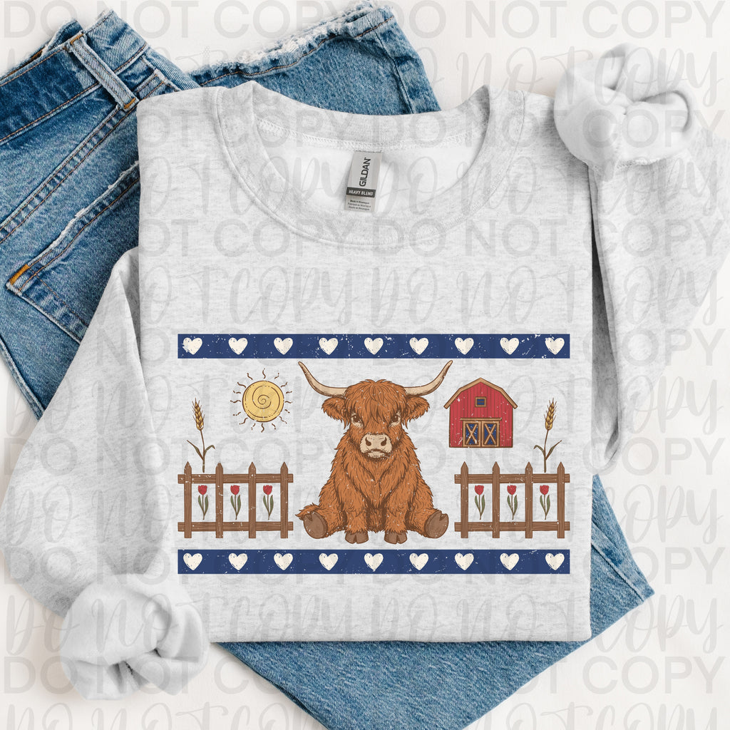 Vintage Highland Cow PNG