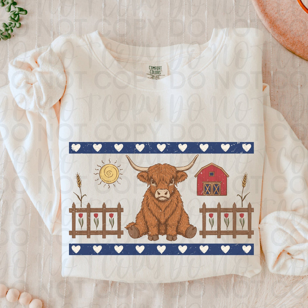 Vintage Highland Cow PNG