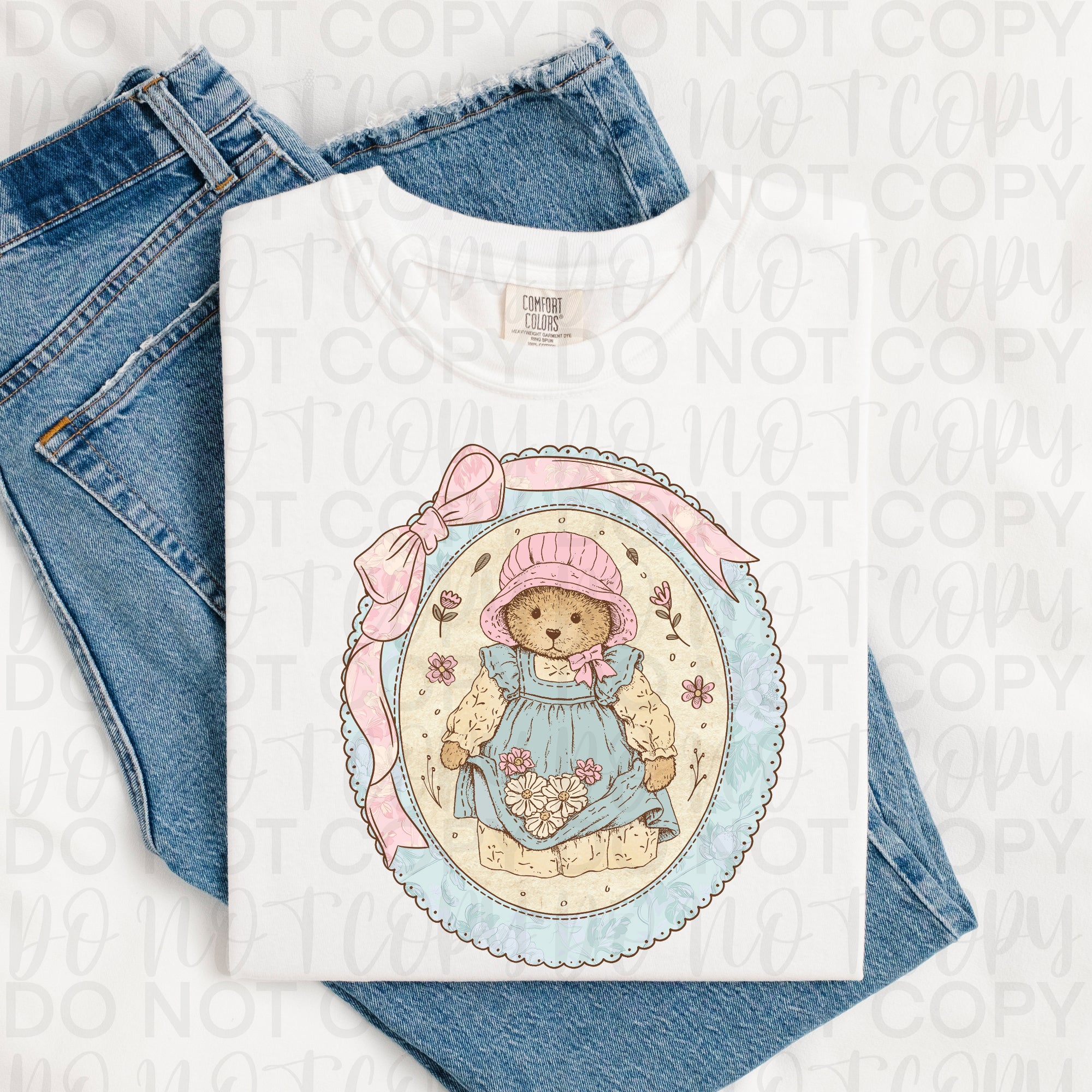 Floral Coquette Vintage Bear PNG