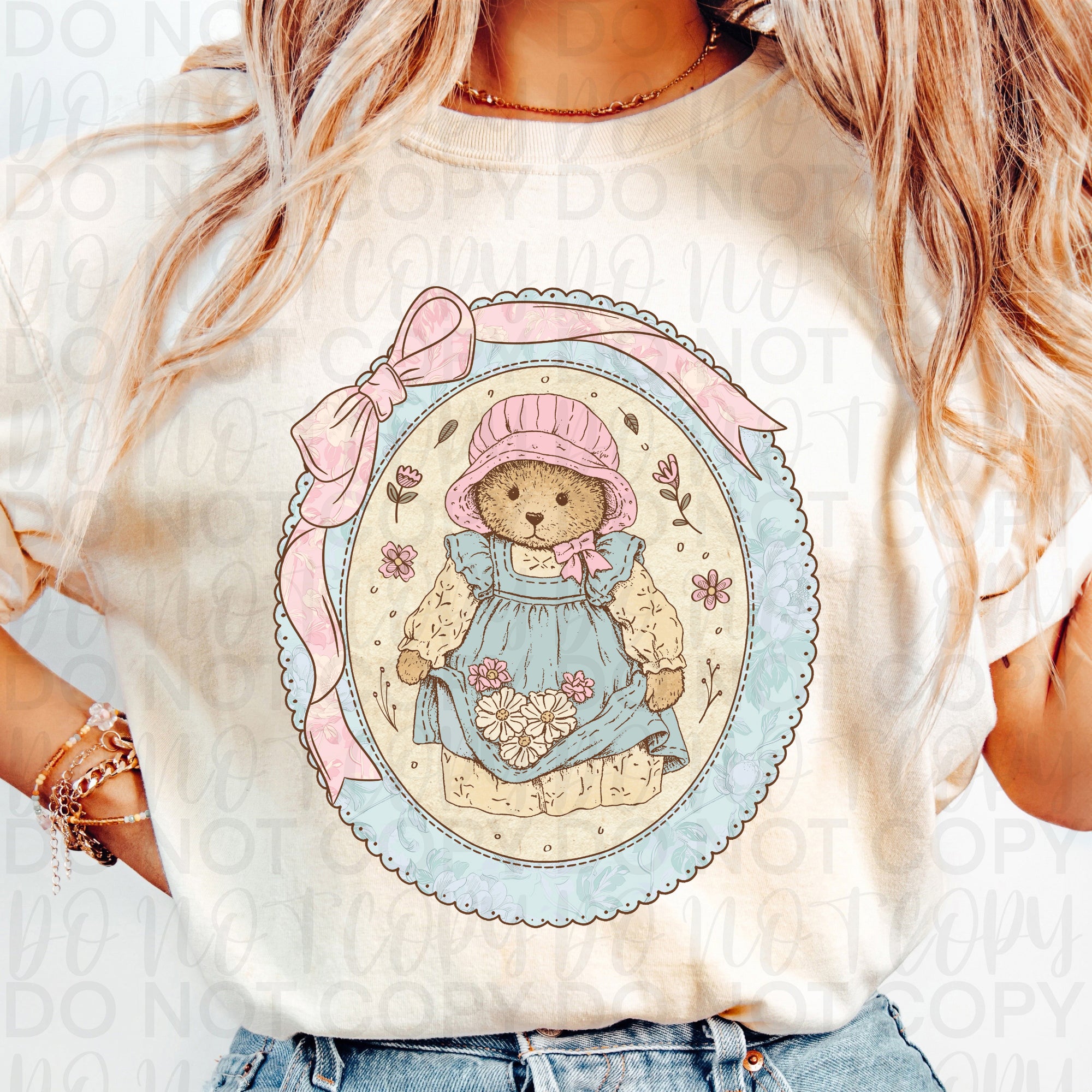 Floral Coquette Vintage Bear PNG