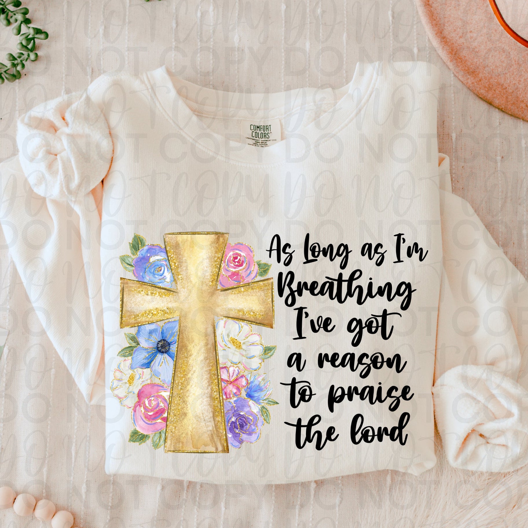 Praise the Lord Floral Christian PNG