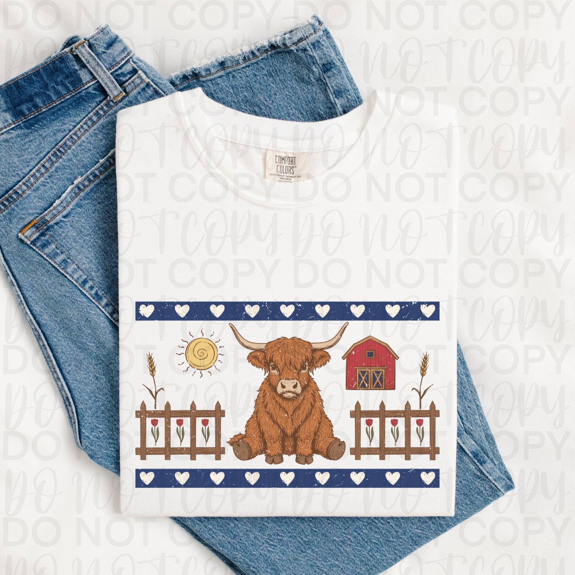 Vintage Highland Cow PNG