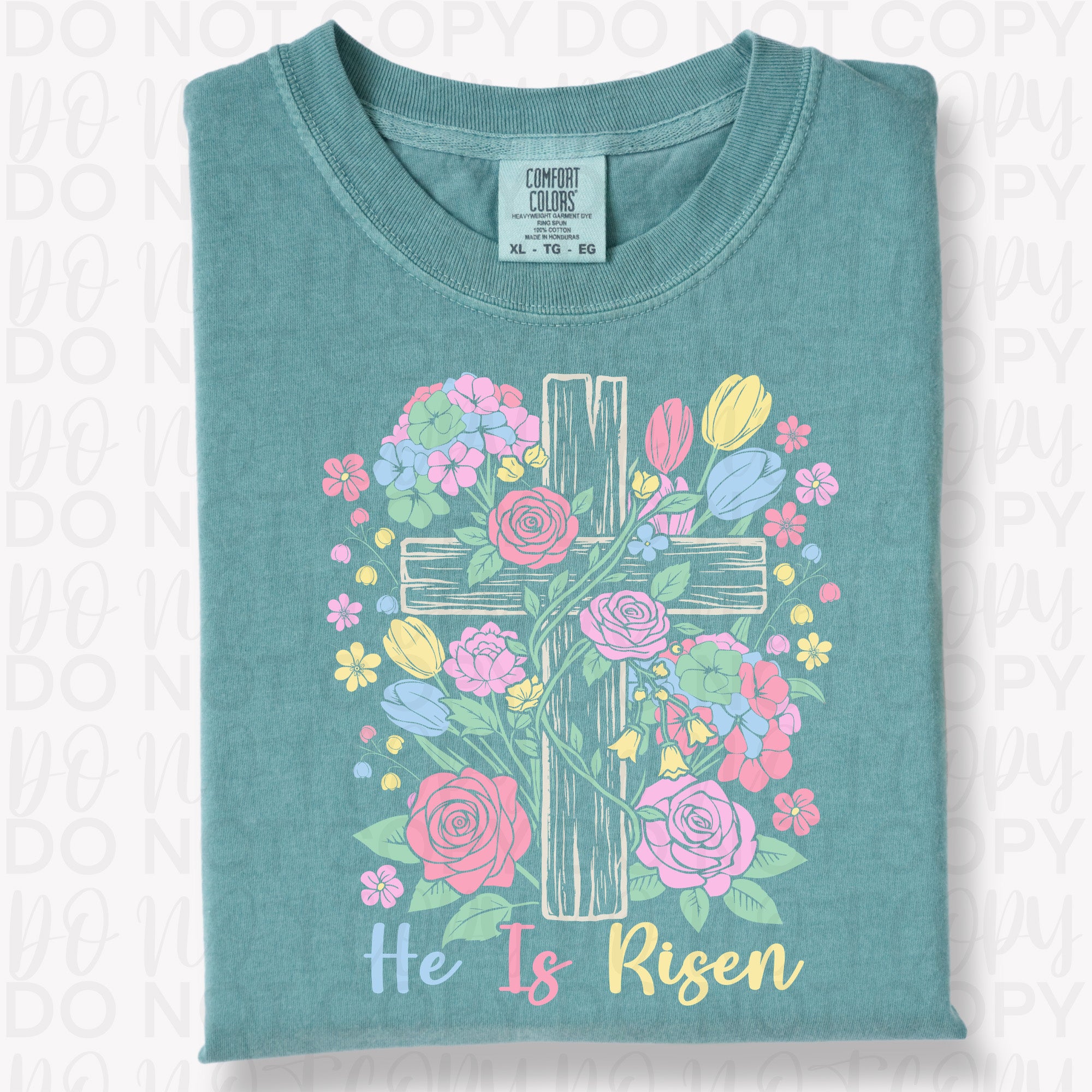 Floral He is Risen Cross PNG