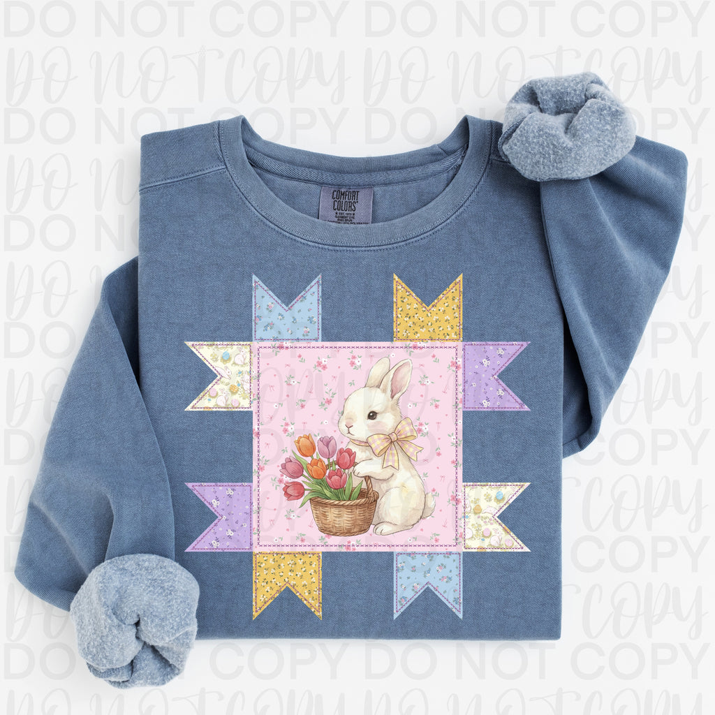 Vintage Patchwork Easter Bunny PNG