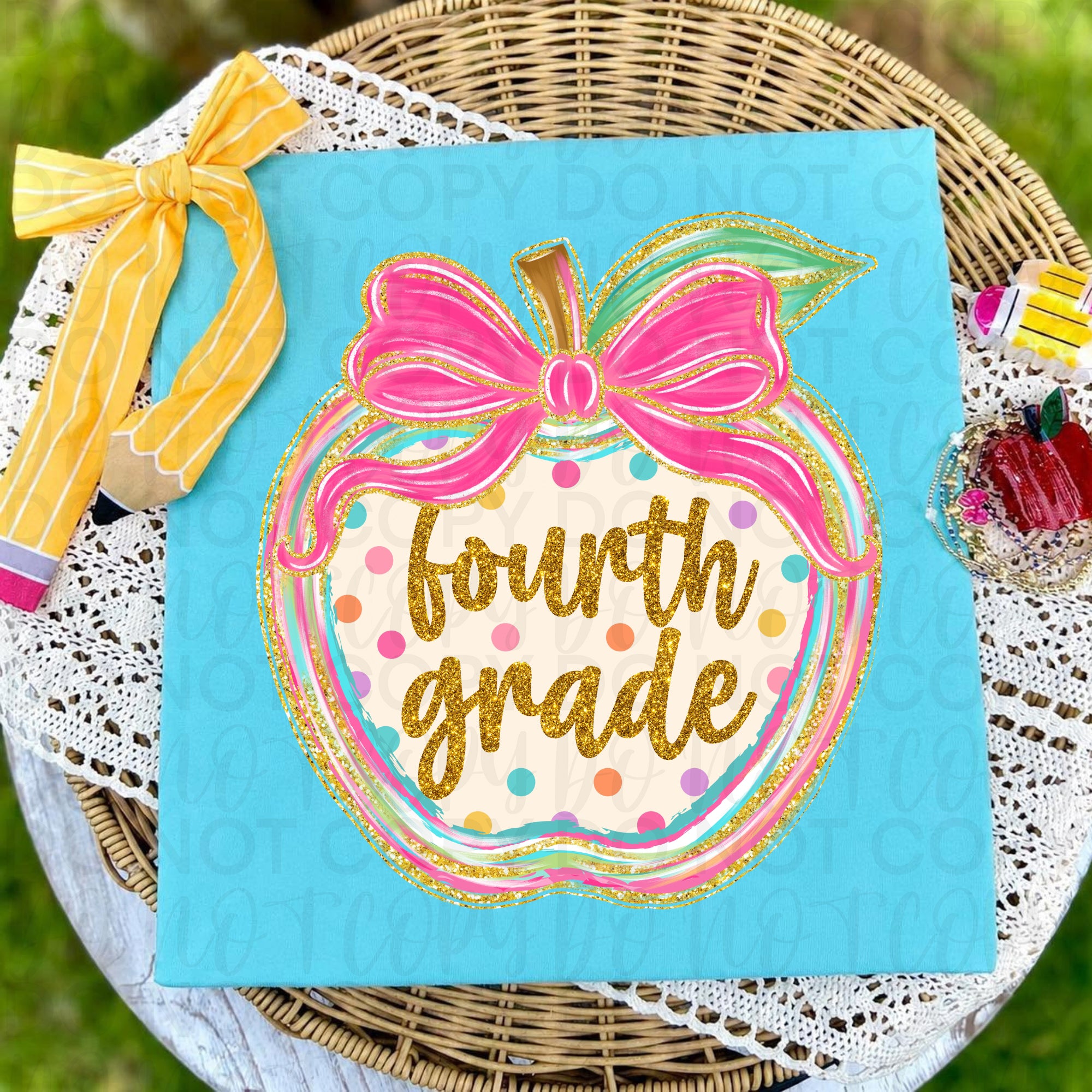 Preppy Back to School Teacher Apple PNG Bundle