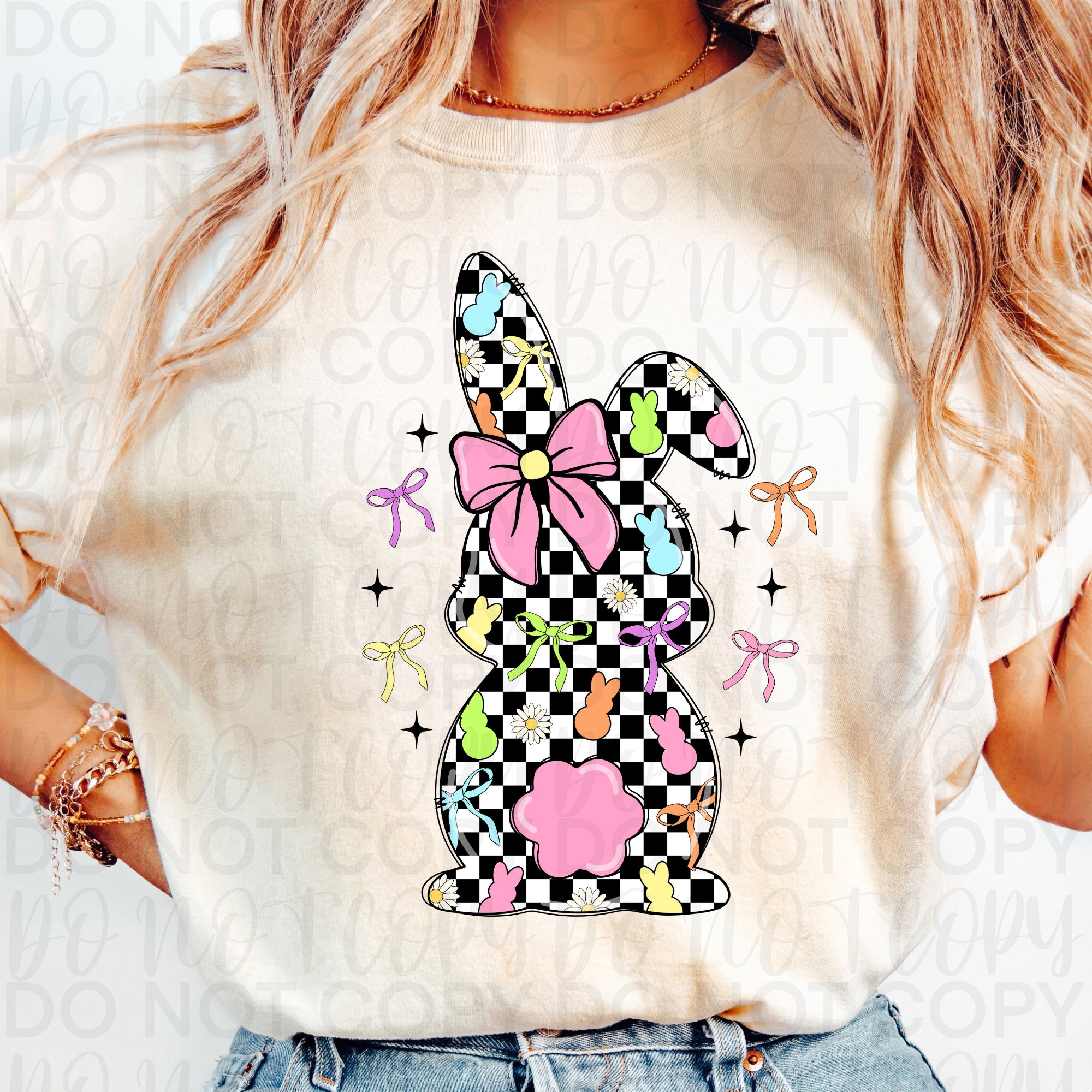 Preppy Checkered Easter Bunny PNG