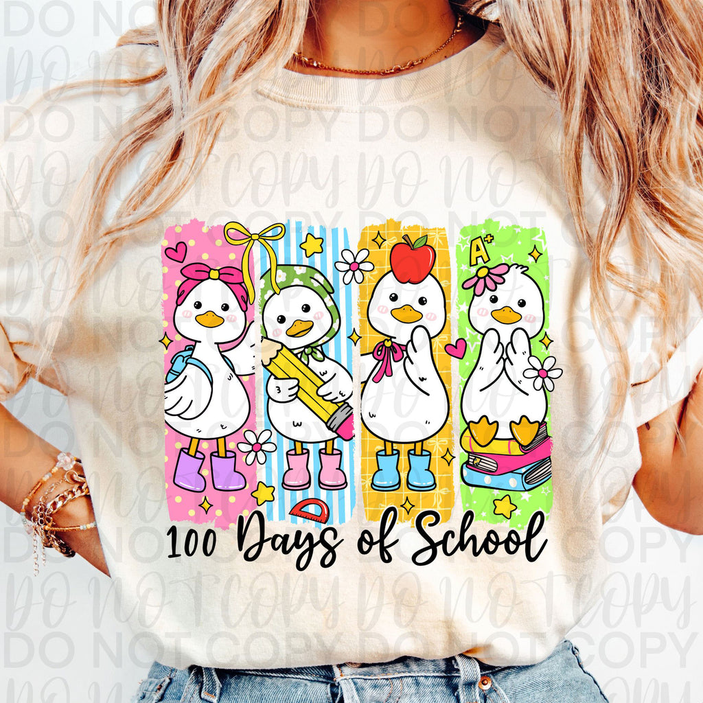 100 Days of School Goose Brushstroke PNG
