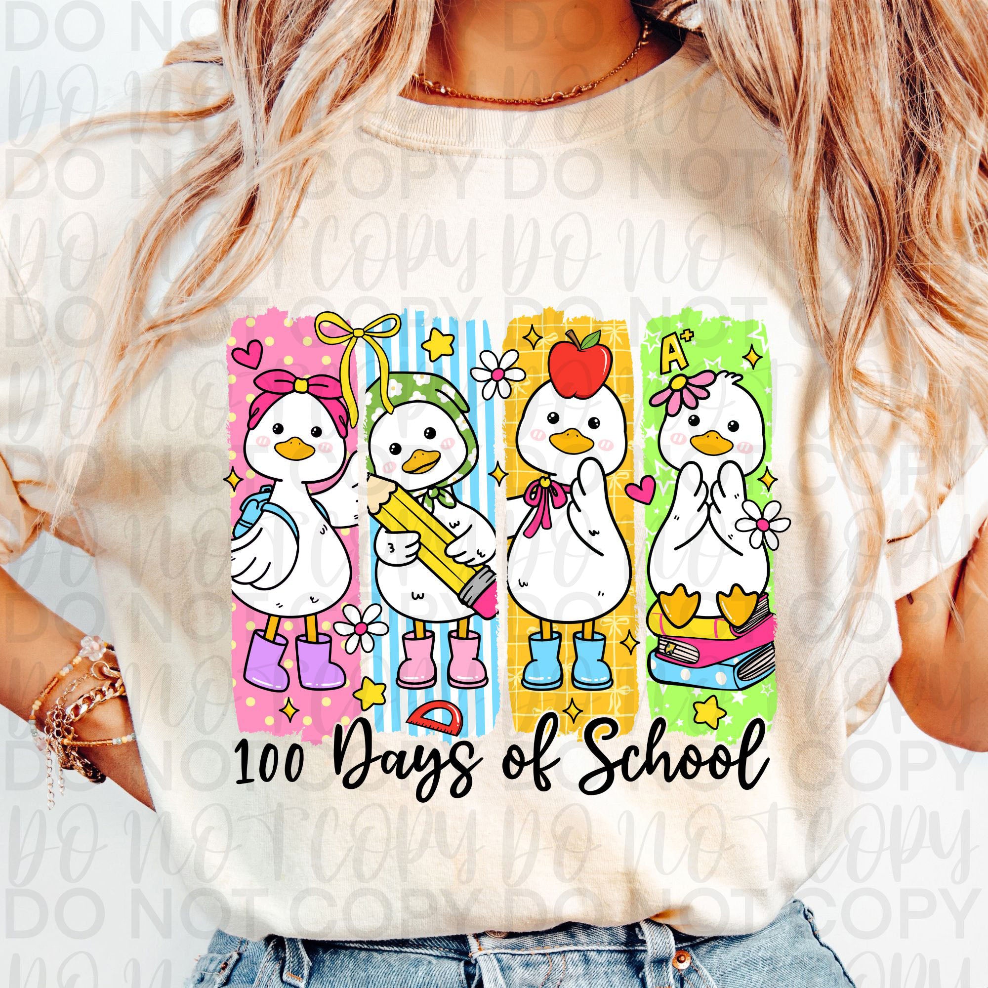 100 Days of School Goose Brushstroke PNG