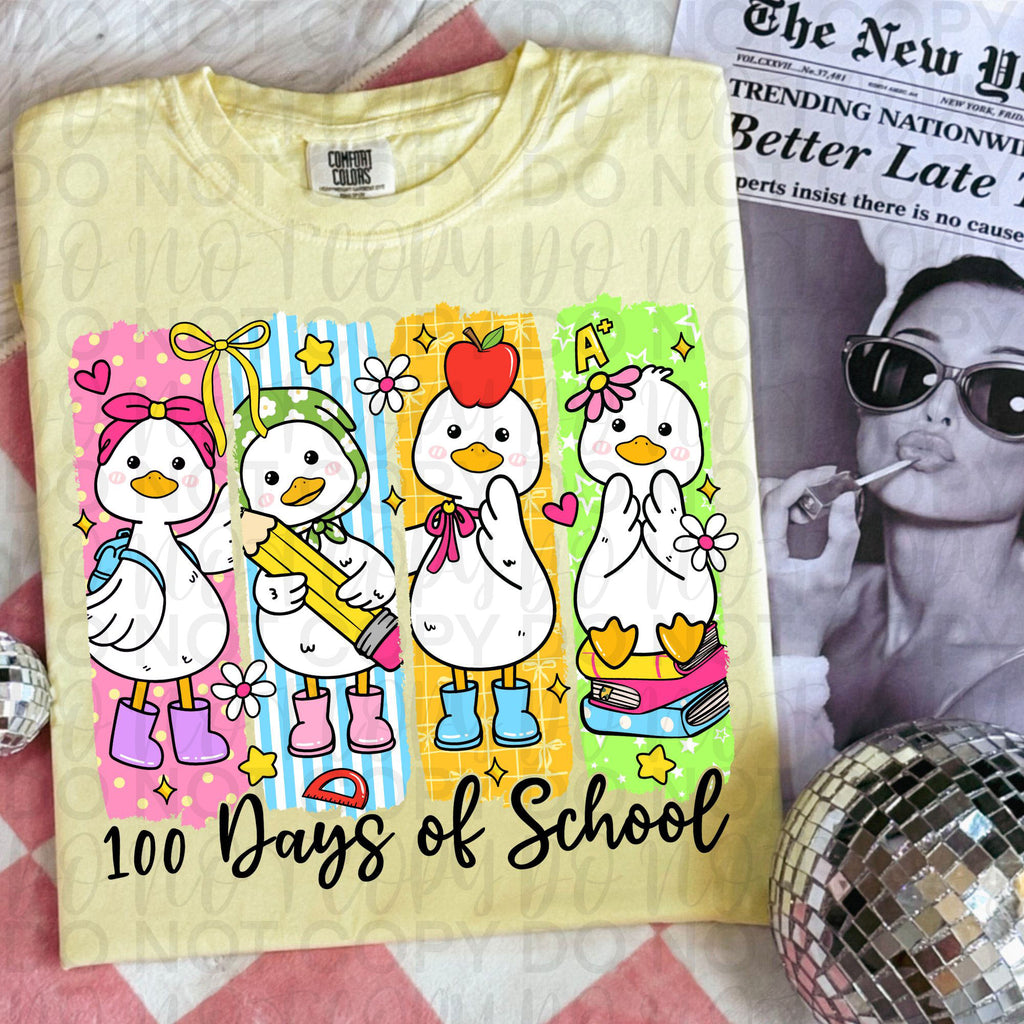 100 Days of School Goose Brushstroke PNG