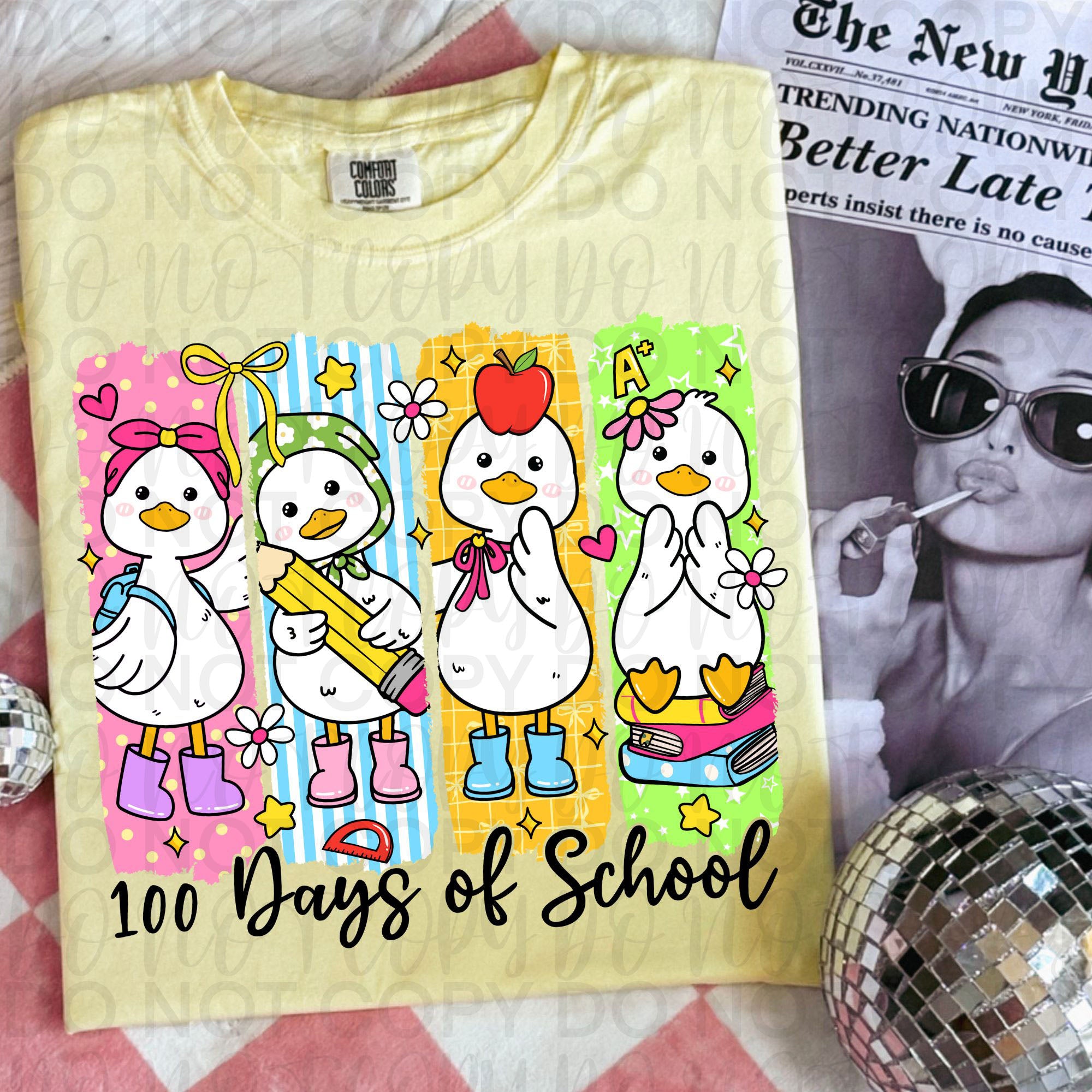 100 Days of School Goose Brushstroke PNG