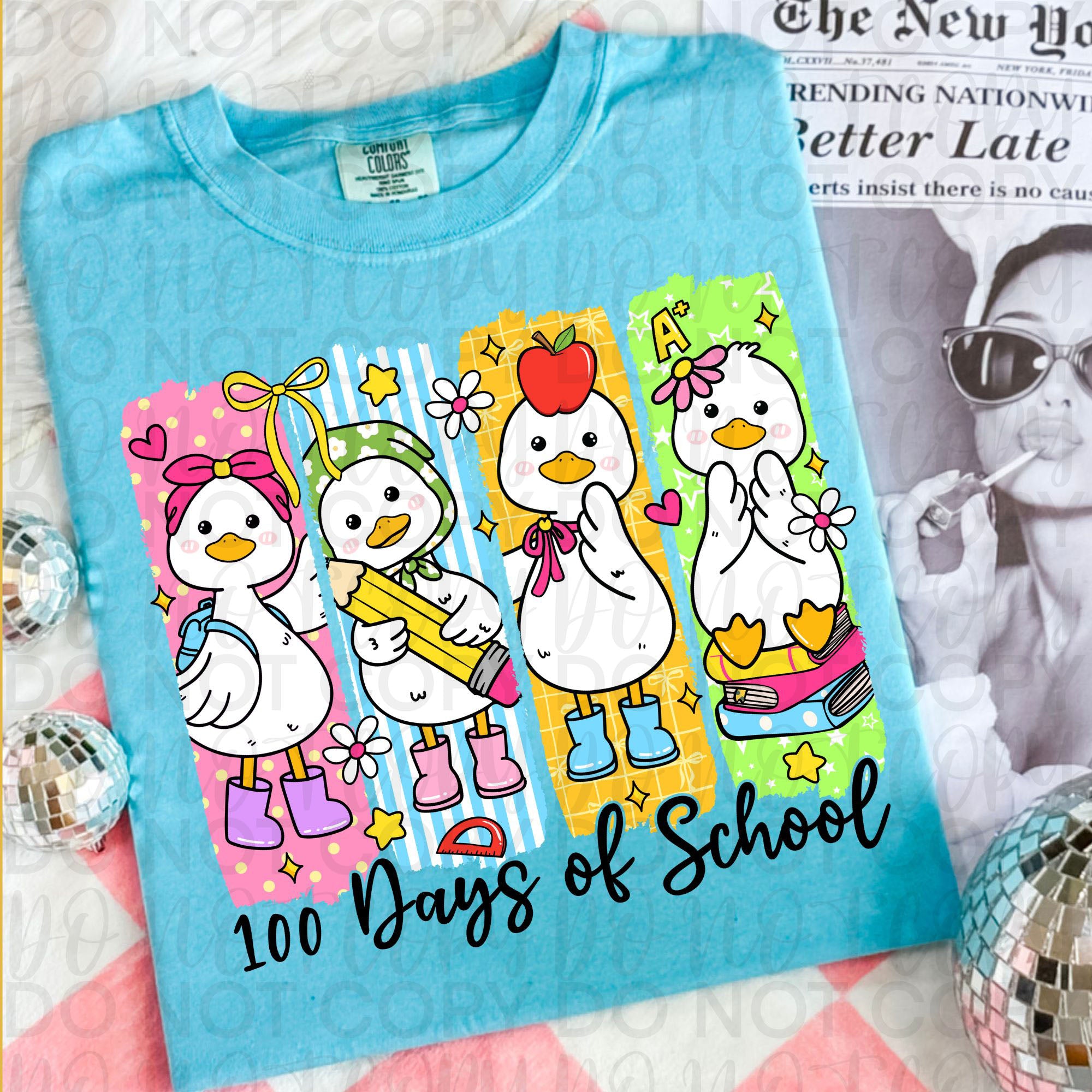 100 Days of School Goose Brushstroke PNG