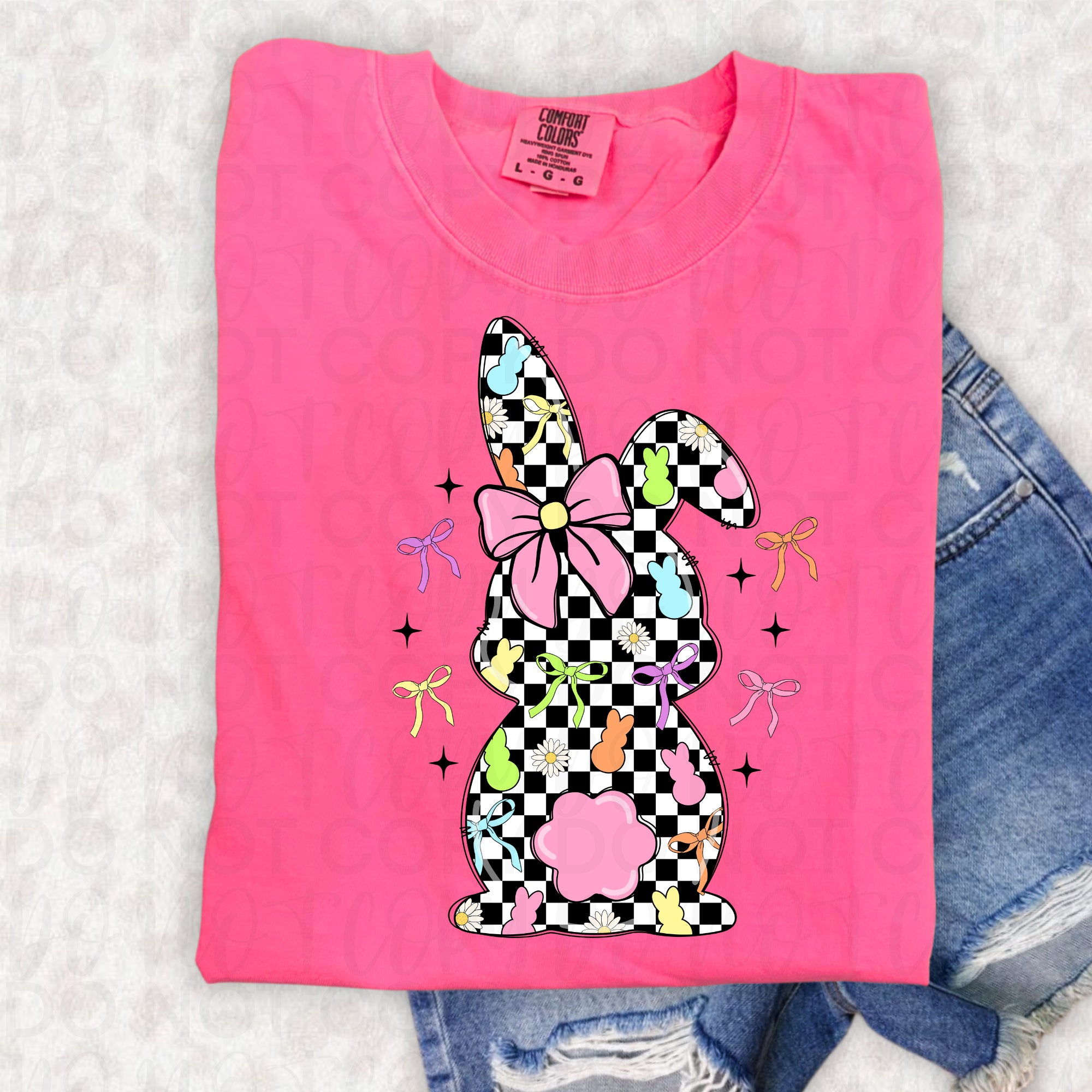 Preppy Checkered Easter Bunny PNG