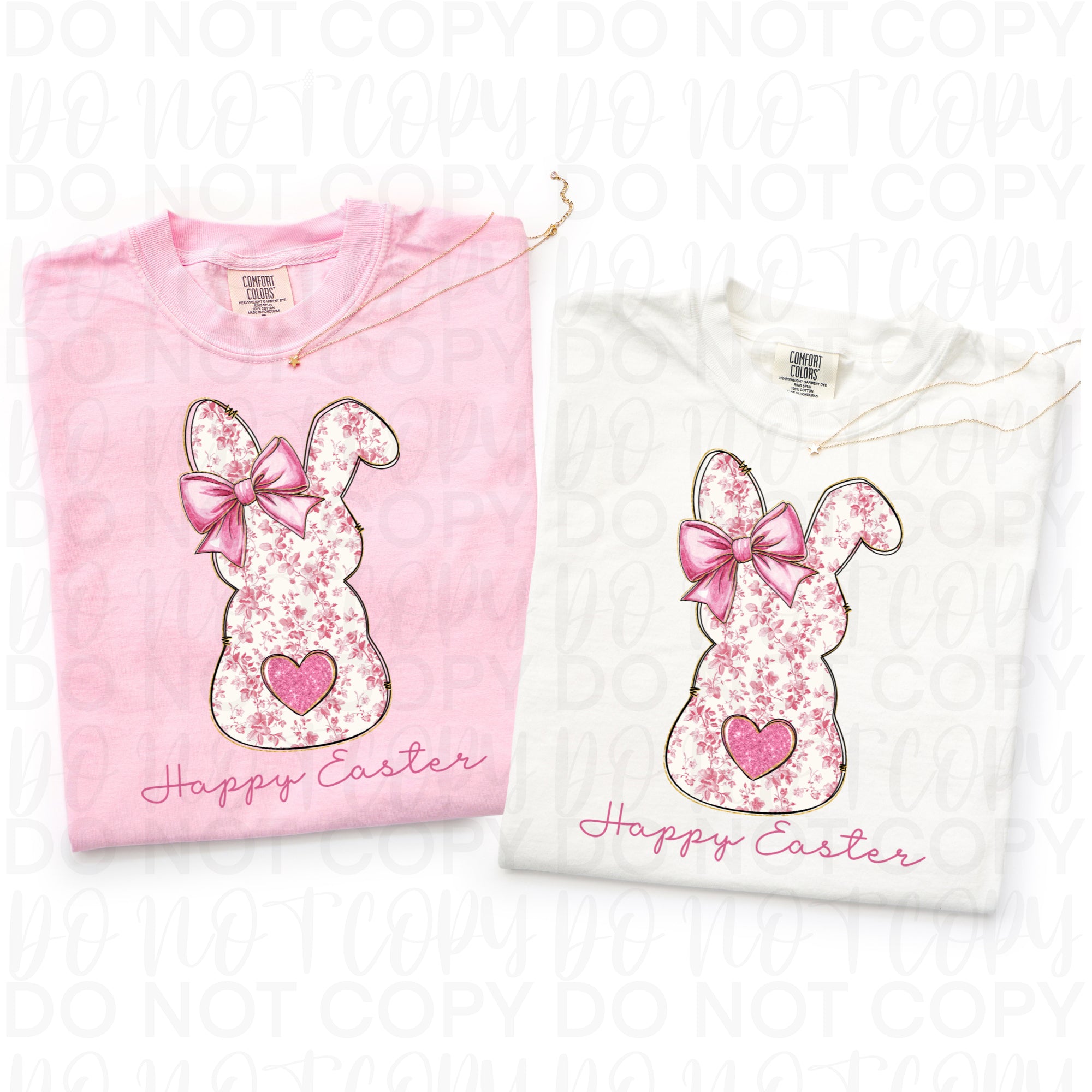 Floral Pink Happy Easter Bunny PNG