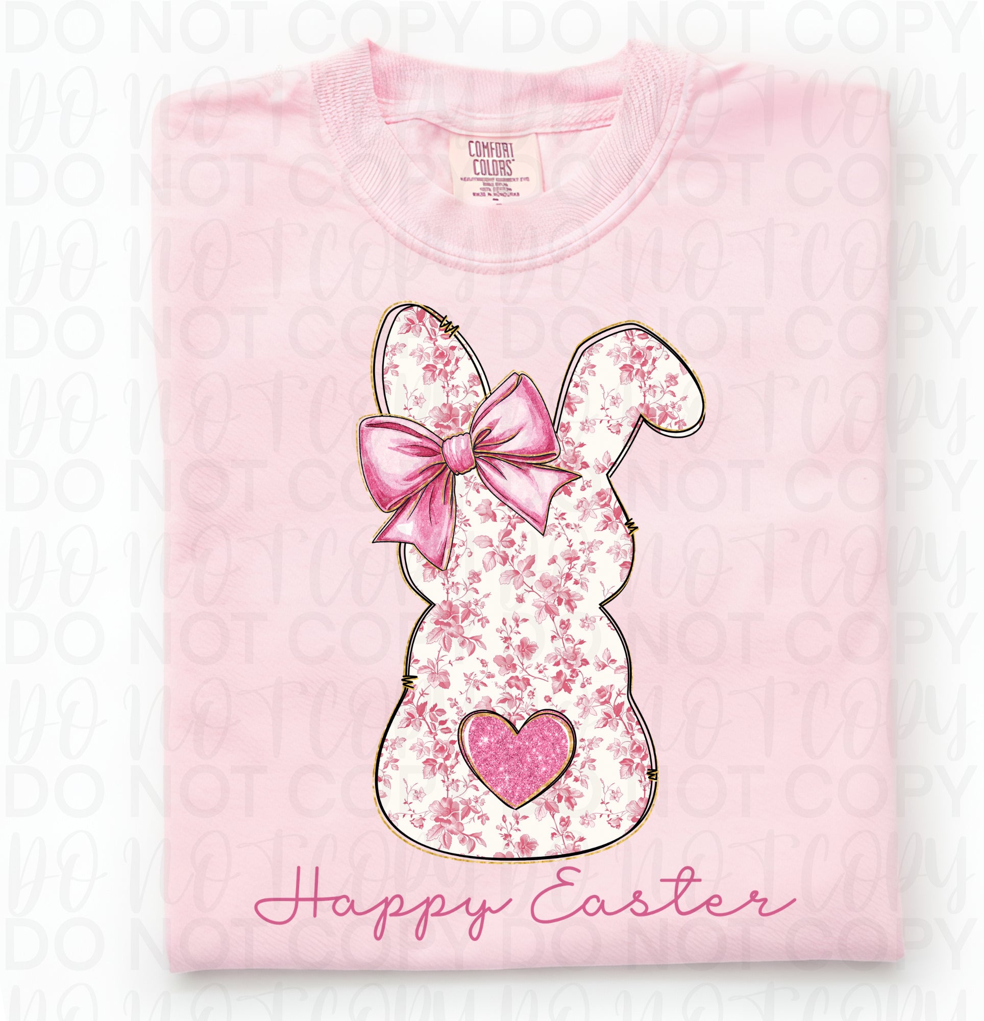 Floral Pink Happy Easter Bunny PNG