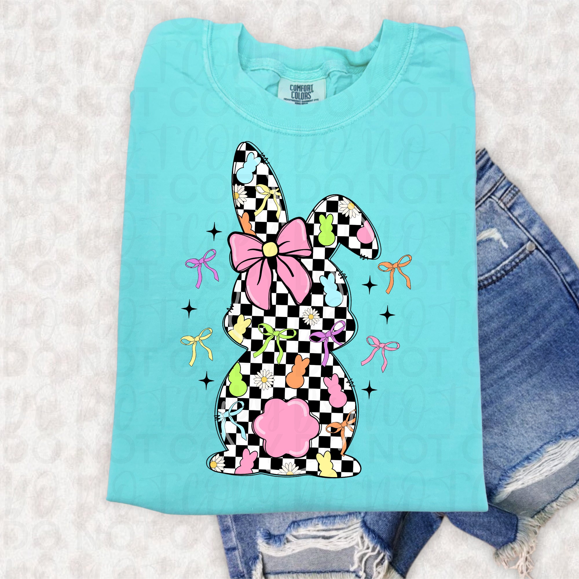 Preppy Checkered Easter Bunny PNG