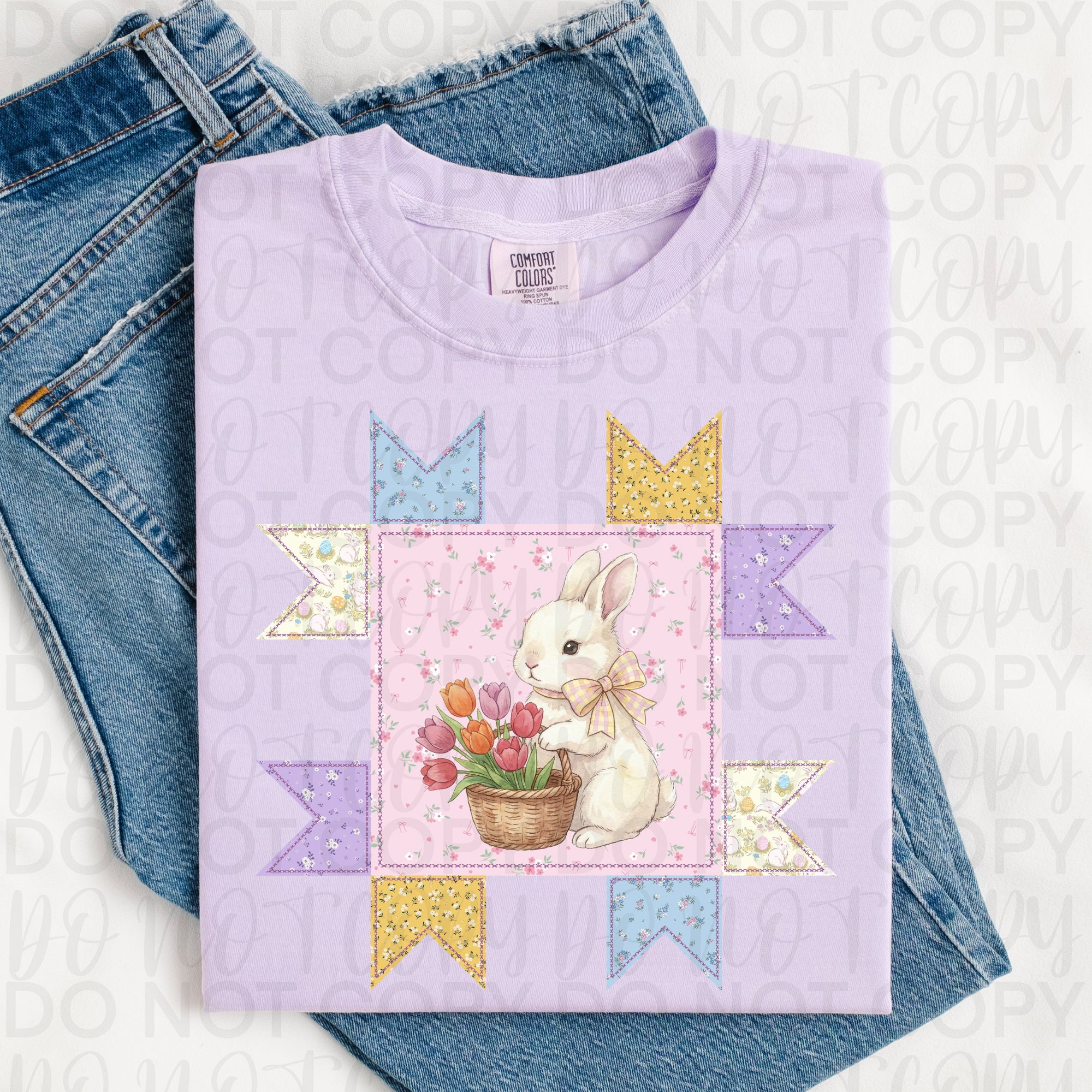 Vintage Patchwork Easter Bunny PNG